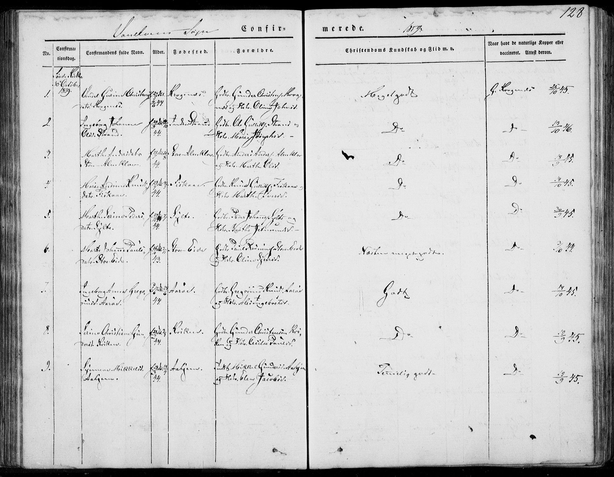 Ministerialprotokoller, klokkerbøker og fødselsregistre - Møre og Romsdal, AV/SAT-A-1454/501/L0006: Parish register (official) no. 501A06, 1844-1868, p. 128