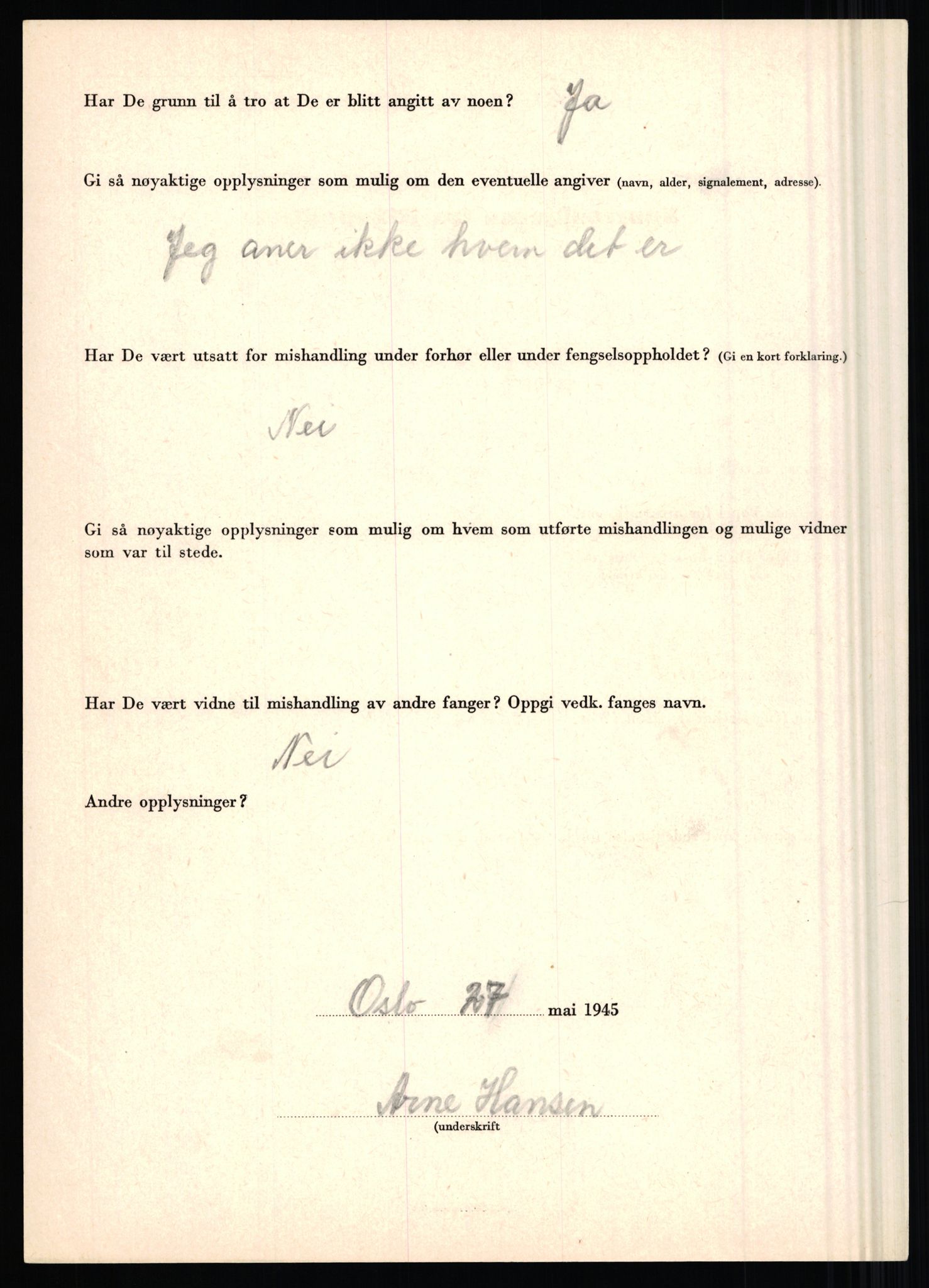 Rikspolitisjefen, AV/RA-S-1560/L/L0006: Hansen, Adolf Boye - Hemstad, Gunnar, 1940-1945, p. 38