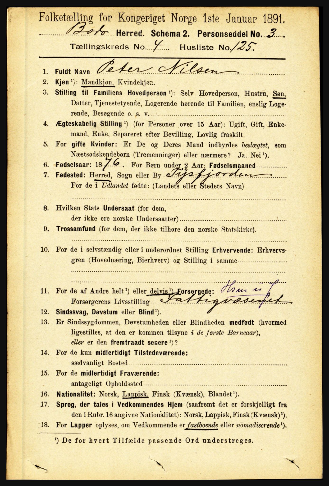 RA, 1891 census for 1843 Bodø, 1891, p. 3016