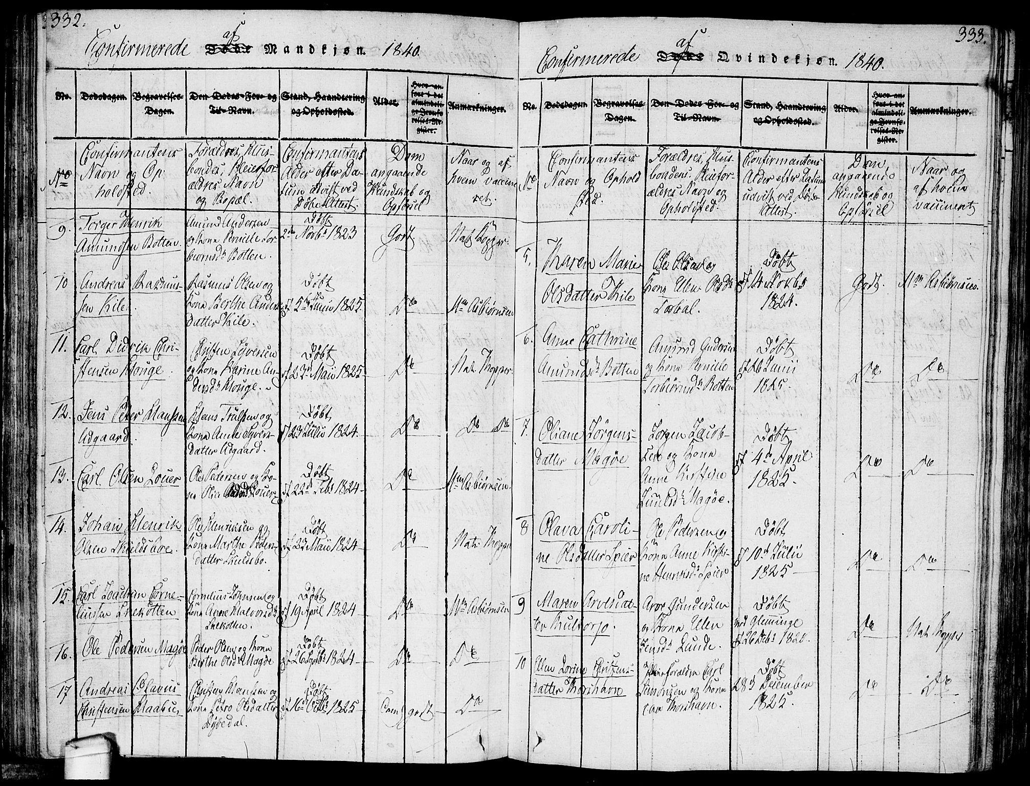 Hvaler prestekontor Kirkebøker, SAO/A-2001/F/Fa/L0005: Parish register (official) no. I 5, 1816-1845, p. 332-333