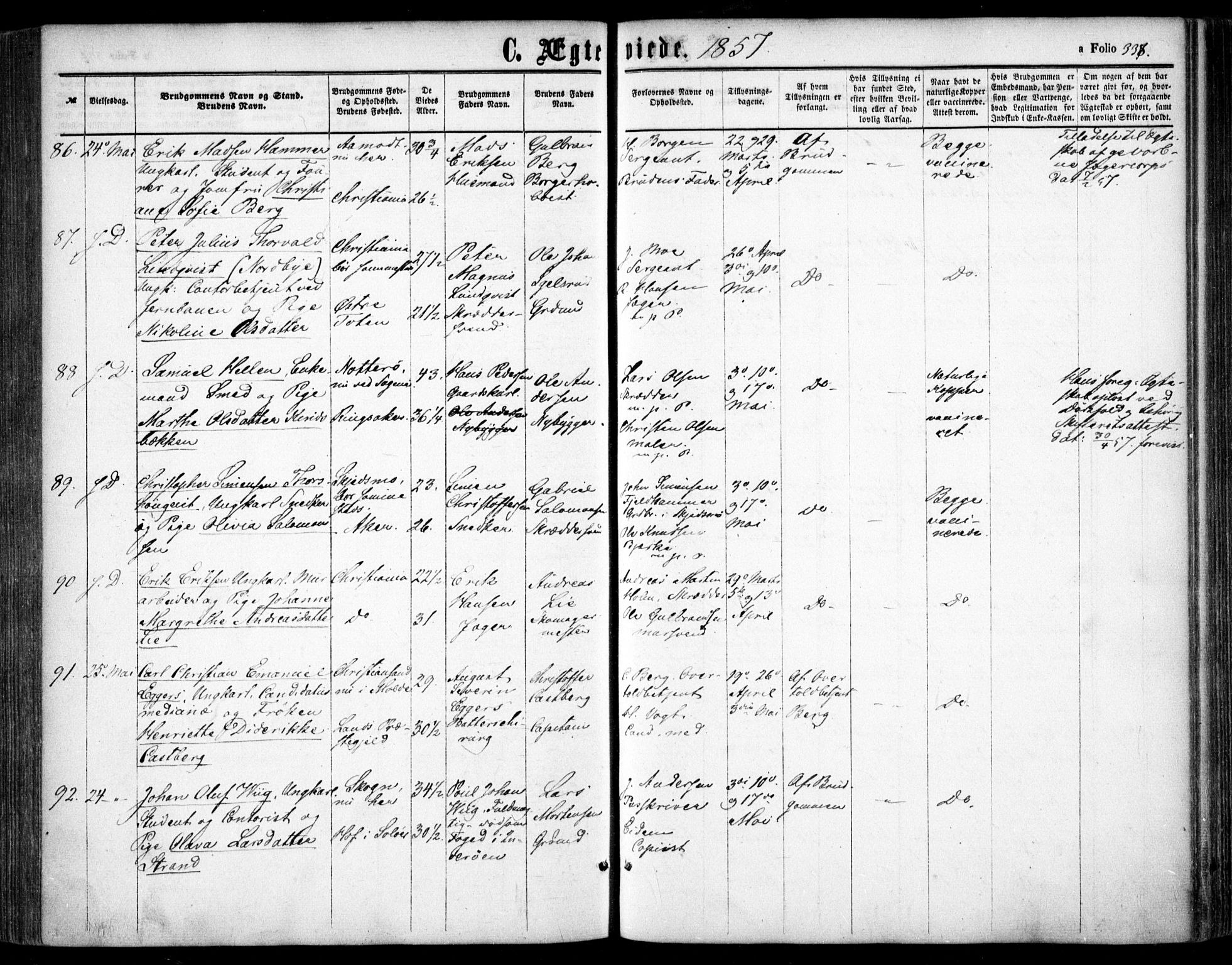 Oslo domkirke Kirkebøker, SAO/A-10752/F/Fa/L0020: Parish register (official) no. 20, 1848-1865, p. 338