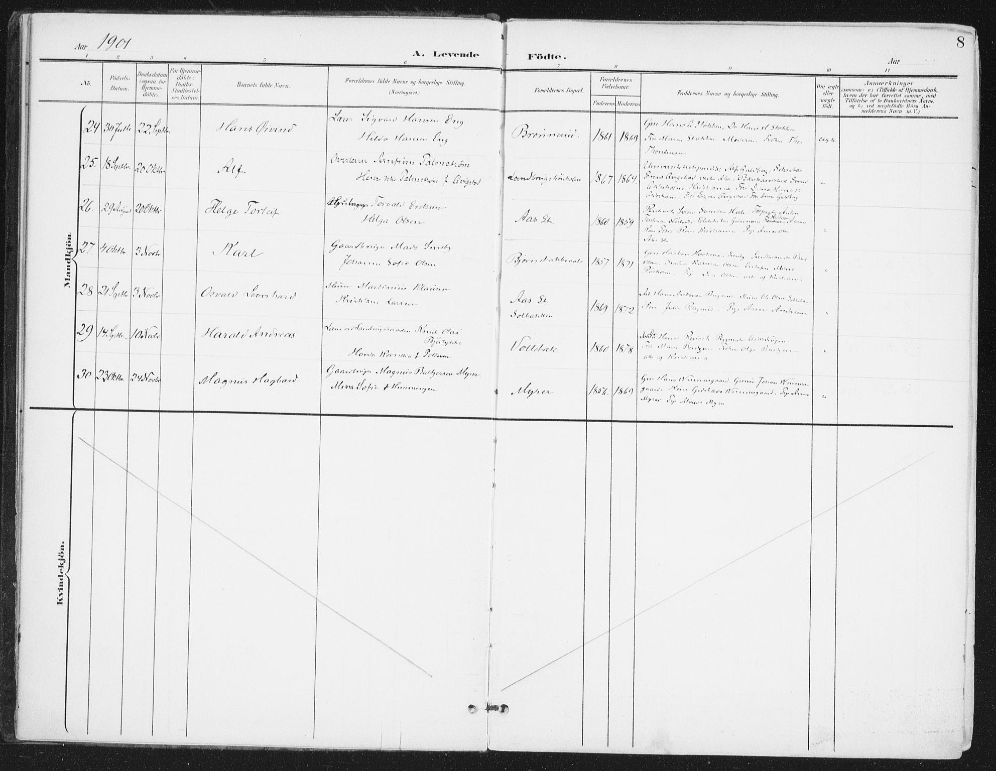 Ås prestekontor Kirkebøker, AV/SAO-A-10894/F/Fa/L0010: Parish register (official) no. I 10, 1900-1918, p. 8