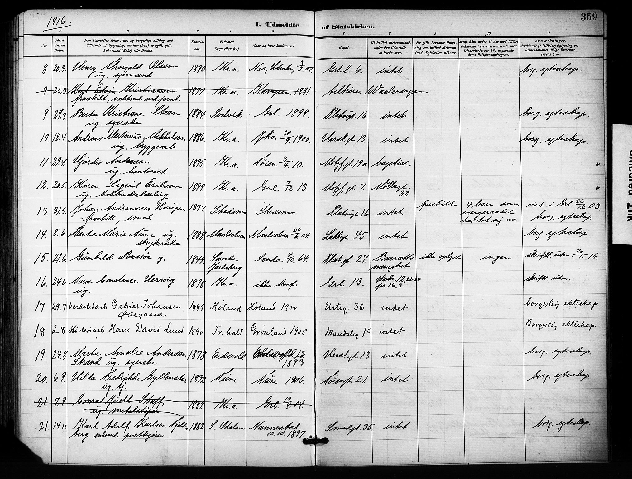Grønland prestekontor Kirkebøker, SAO/A-10848/F/Fa/L0015: Parish register (official) no. 15, 1899-1919, p. 359