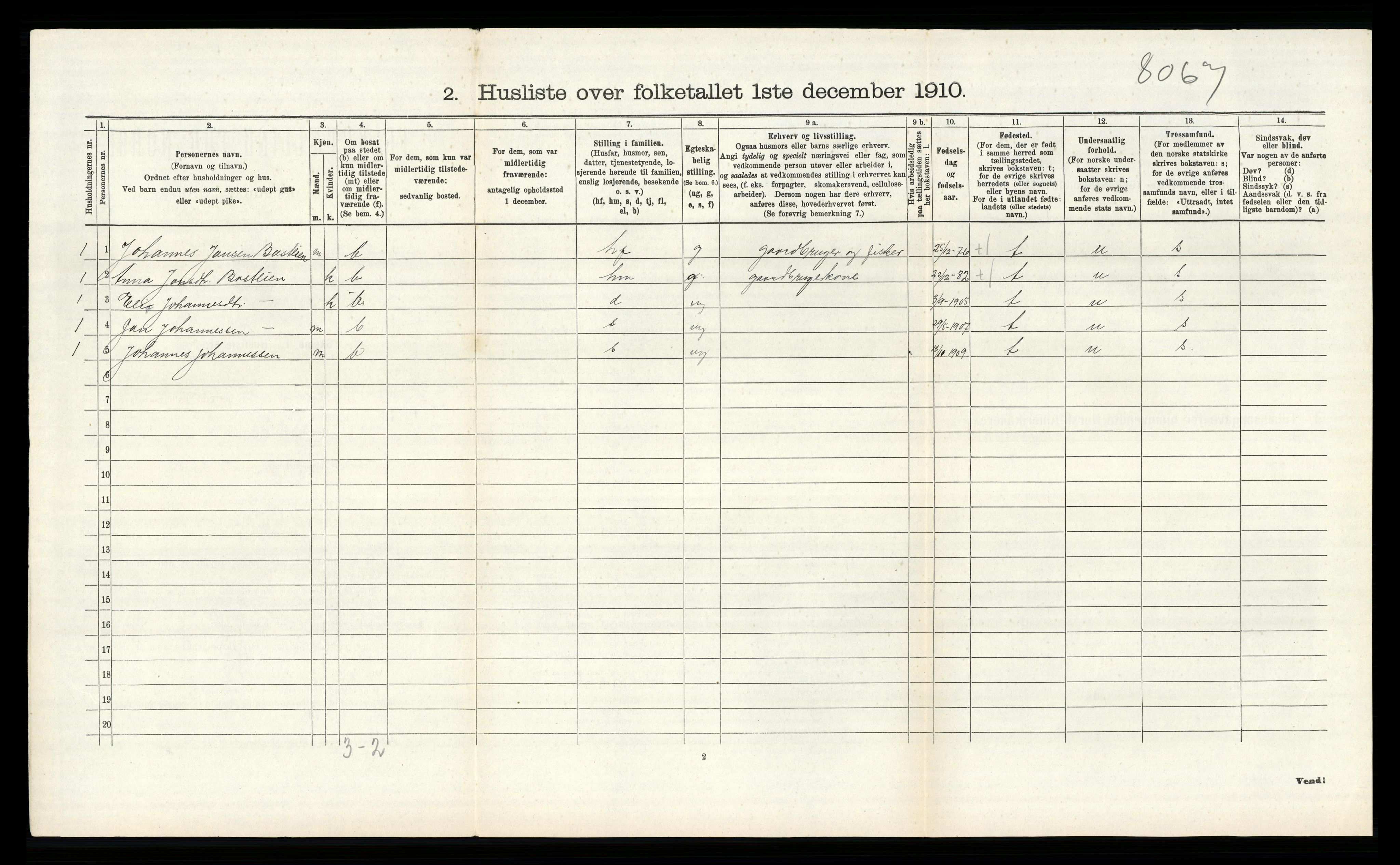 RA, 1910 census for Hjelmeland, 1910, p. 173