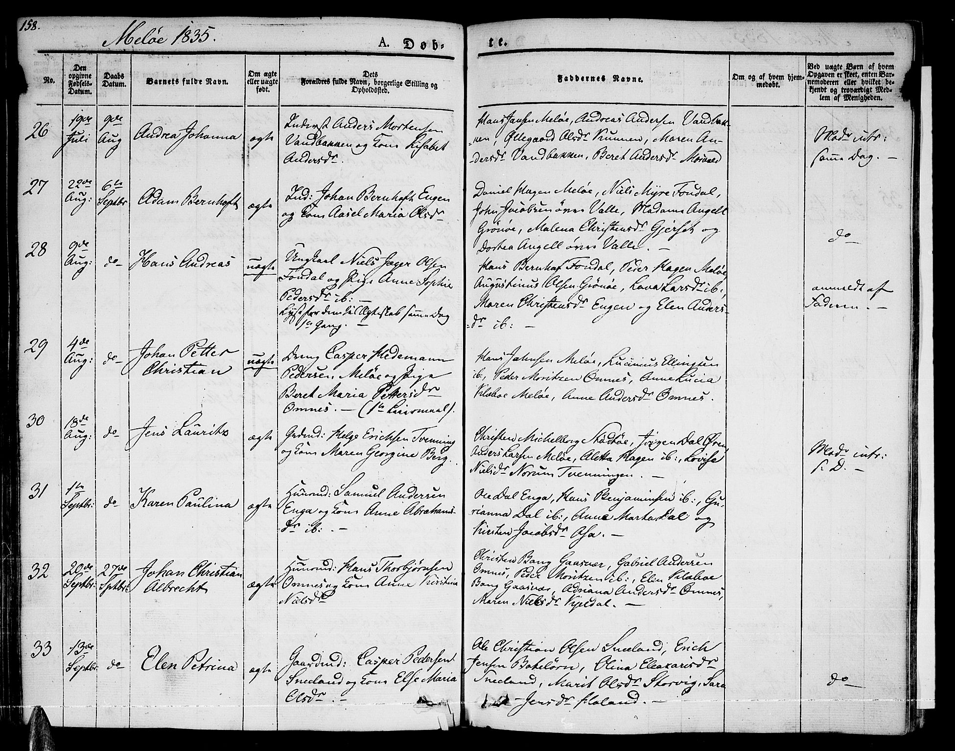 Ministerialprotokoller, klokkerbøker og fødselsregistre - Nordland, SAT/A-1459/841/L0598: Parish register (official) no. 841A06 /2, 1825-1844, p. 158