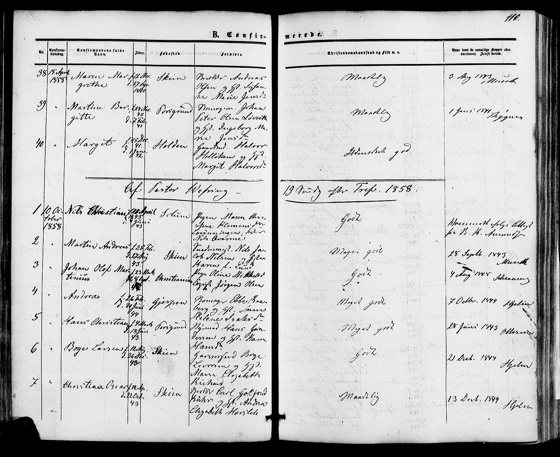 Skien kirkebøker, SAKO/A-302/F/Fa/L0007: Parish register (official) no. 7, 1856-1865, p. 110