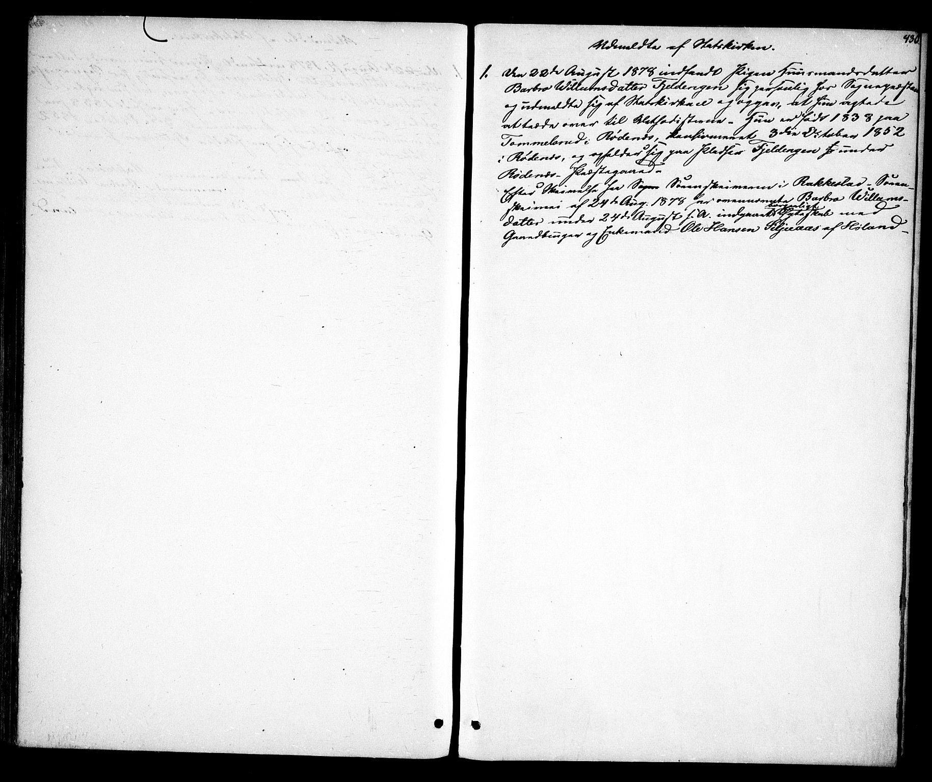 Rødenes prestekontor Kirkebøker, SAO/A-2005/F/Fa/L0008: Parish register (official) no. I 8, 1869-1879, p. 430