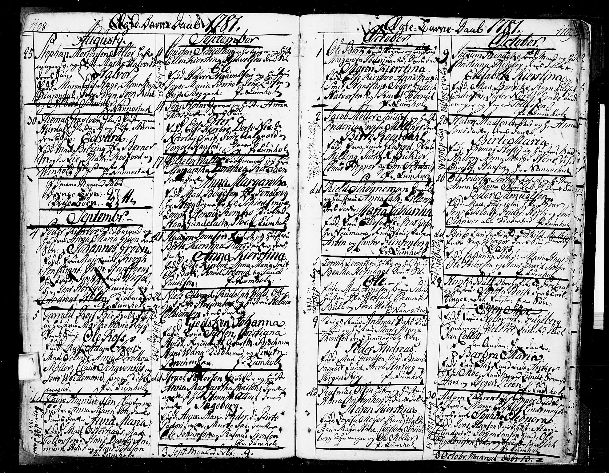 Oslo domkirke Kirkebøker, AV/SAO-A-10752/F/Fa/L0004: Parish register (official) no. 4, 1743-1786, p. 1108-1109