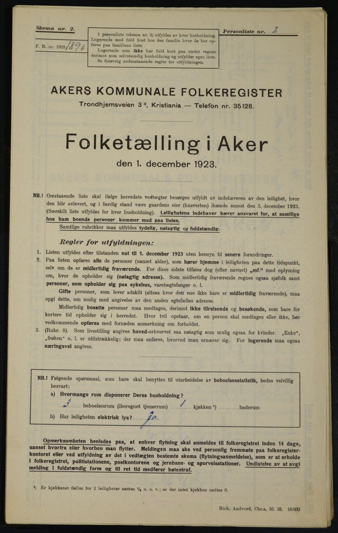 , Municipal Census 1923 for Aker, 1923, p. 20290