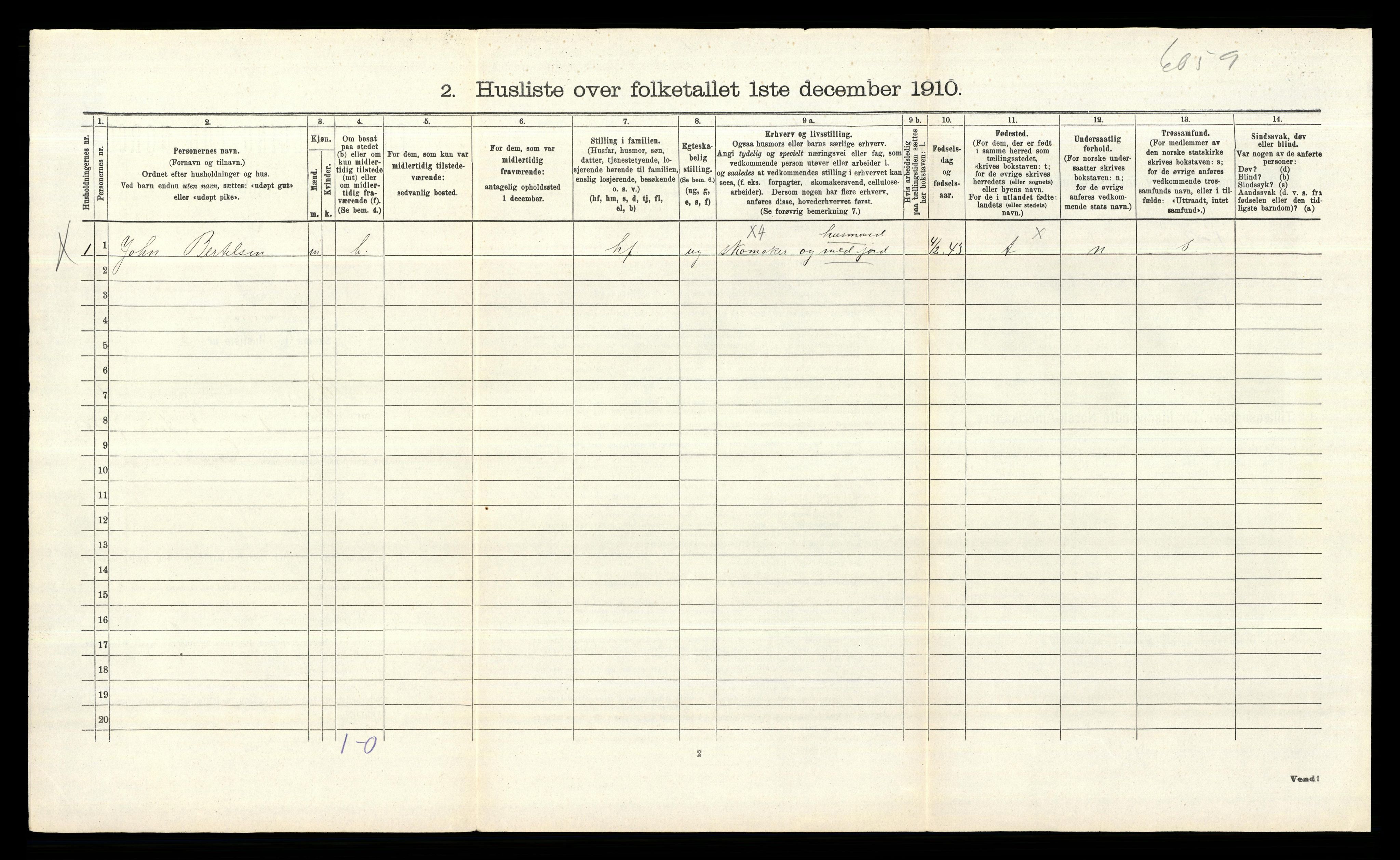 RA, 1910 census for Rygge, 1910, p. 611