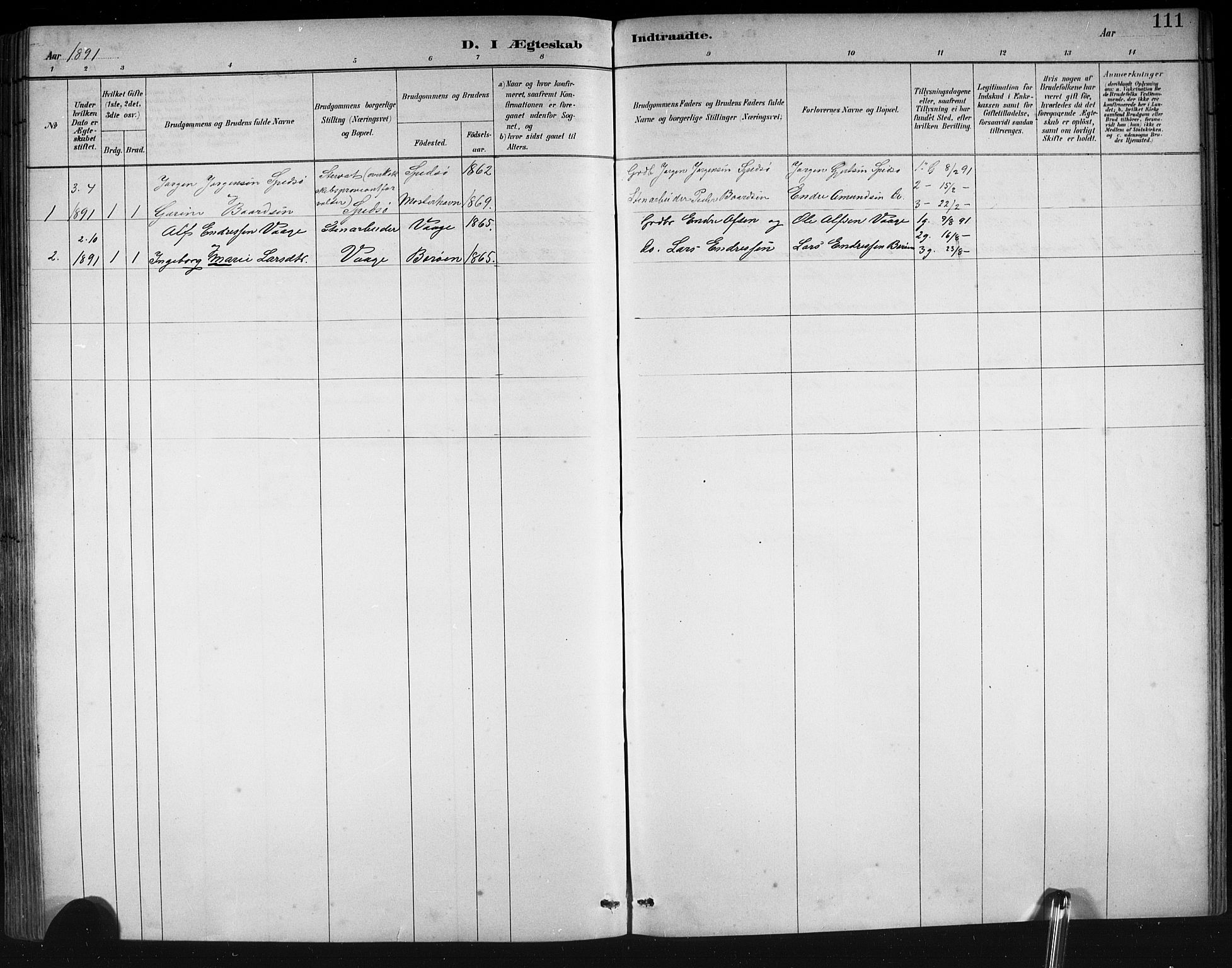 Finnås sokneprestembete, SAB/A-99925/H/Ha/Hab/Haba/L0003: Parish register (copy) no. A 3, 1883-1900, p. 111