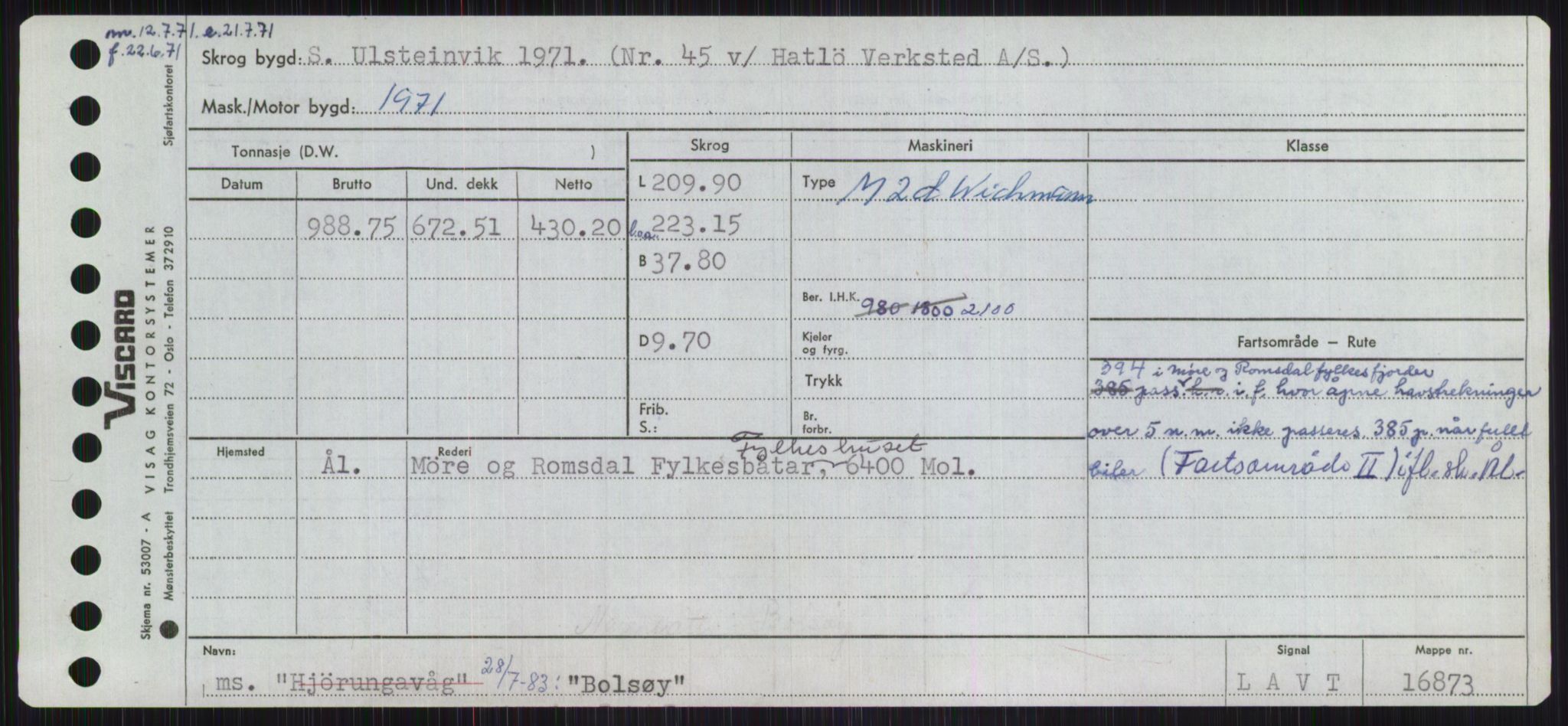 Sjøfartsdirektoratet med forløpere, Skipsmålingen, RA/S-1627/H/Ha/L0001/0002: Fartøy, A-Eig / Fartøy Bjør-Eig, p. 119