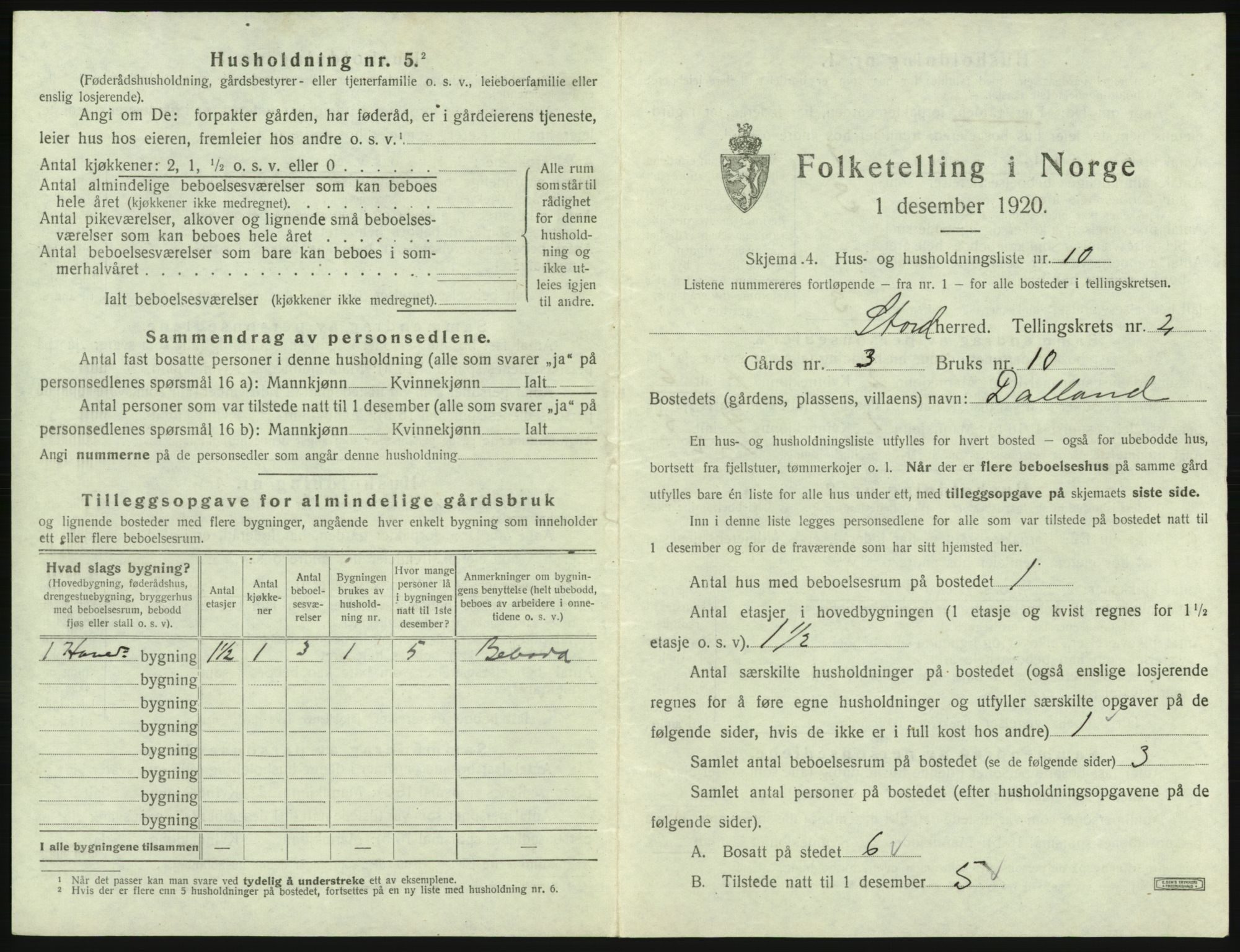 SAB, 1920 census for Stord, 1920, p. 114