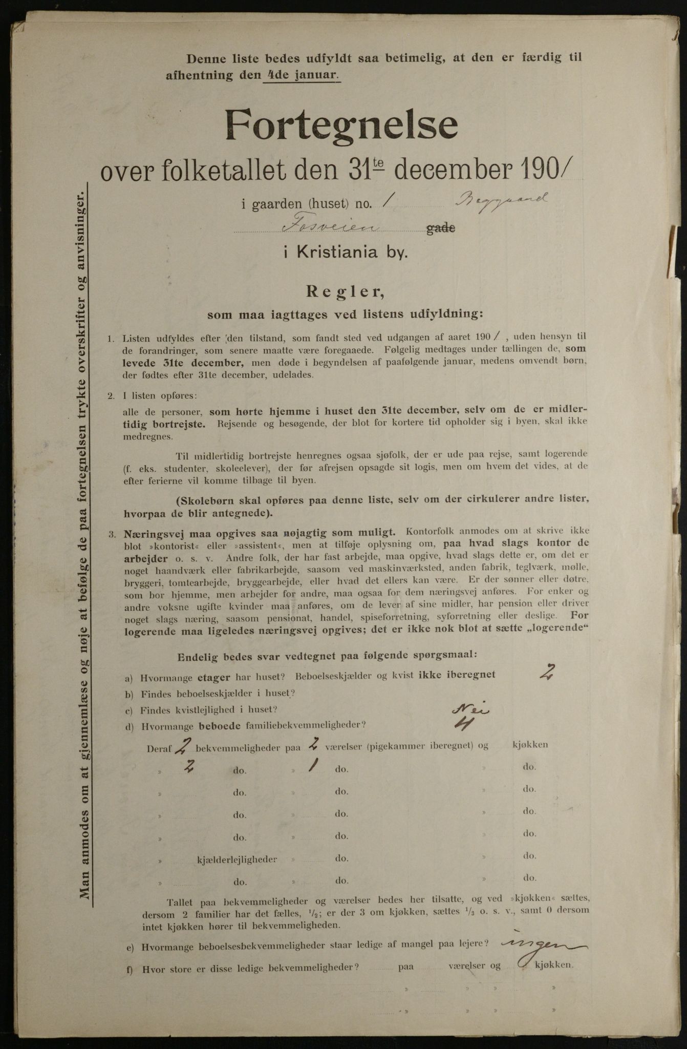 OBA, Municipal Census 1901 for Kristiania, 1901, p. 4016