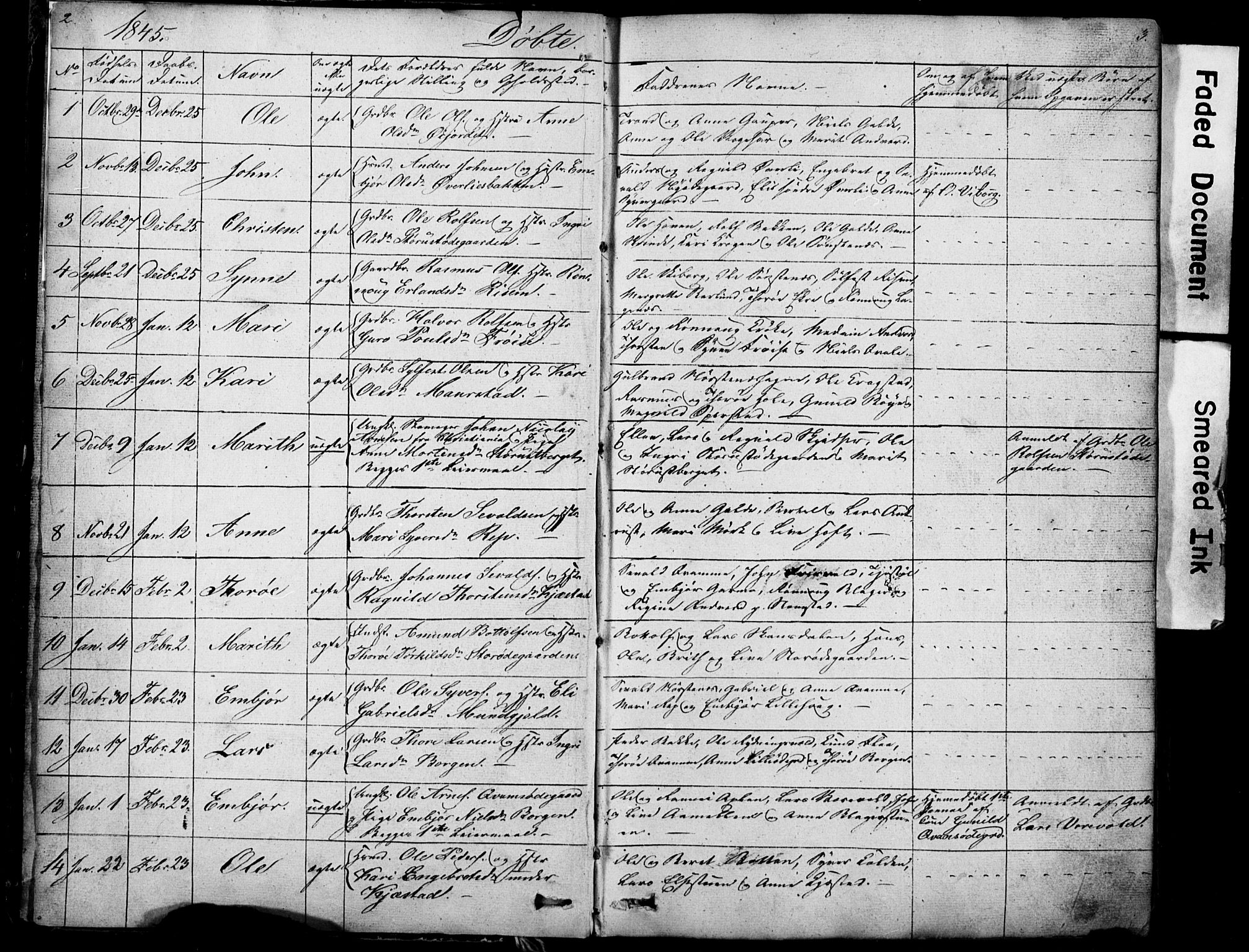 Lom prestekontor, SAH/PREST-070/L/L0012: Parish register (copy) no. 12, 1845-1873, p. 2-3