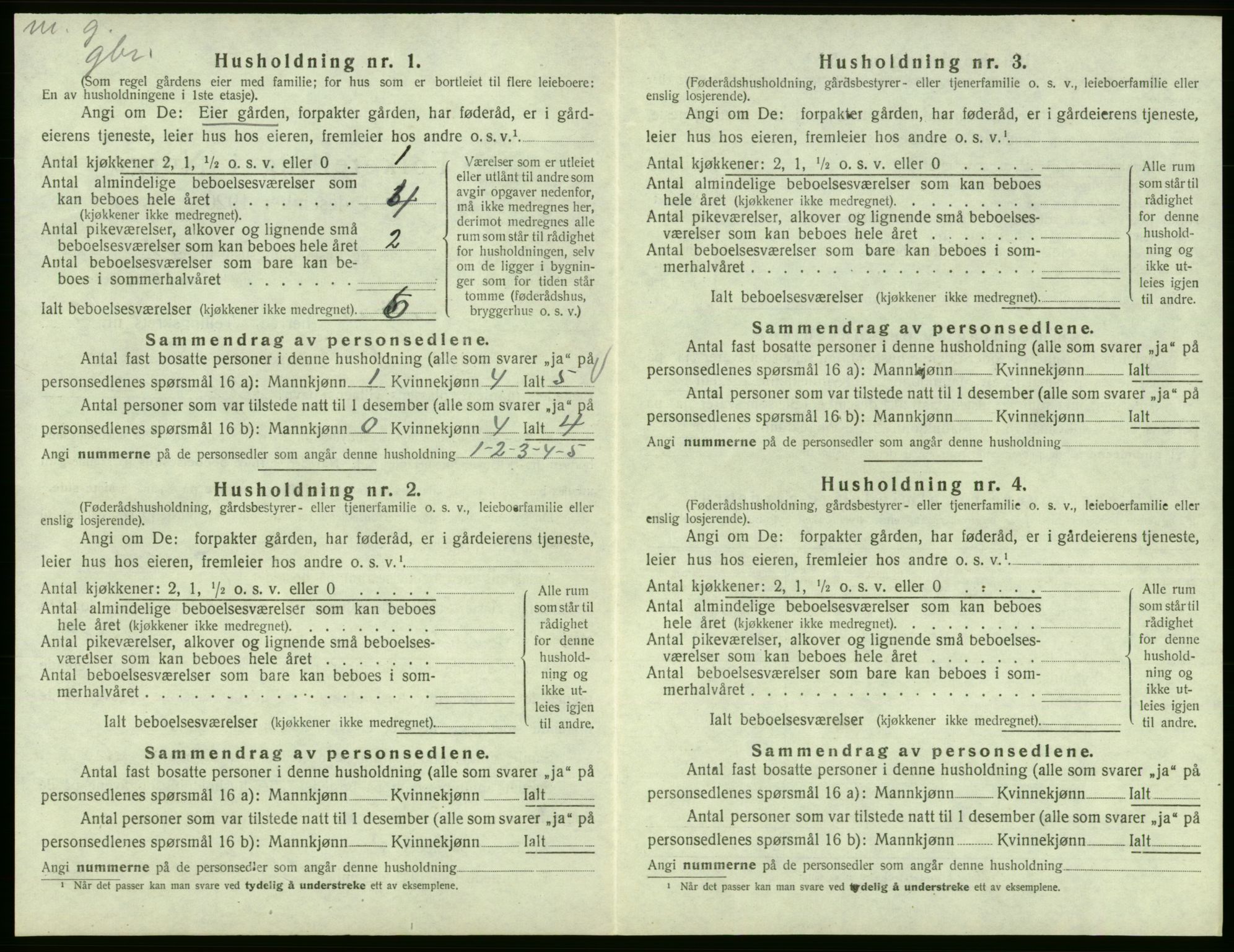 SAB, 1920 census for Fitjar, 1920, p. 232