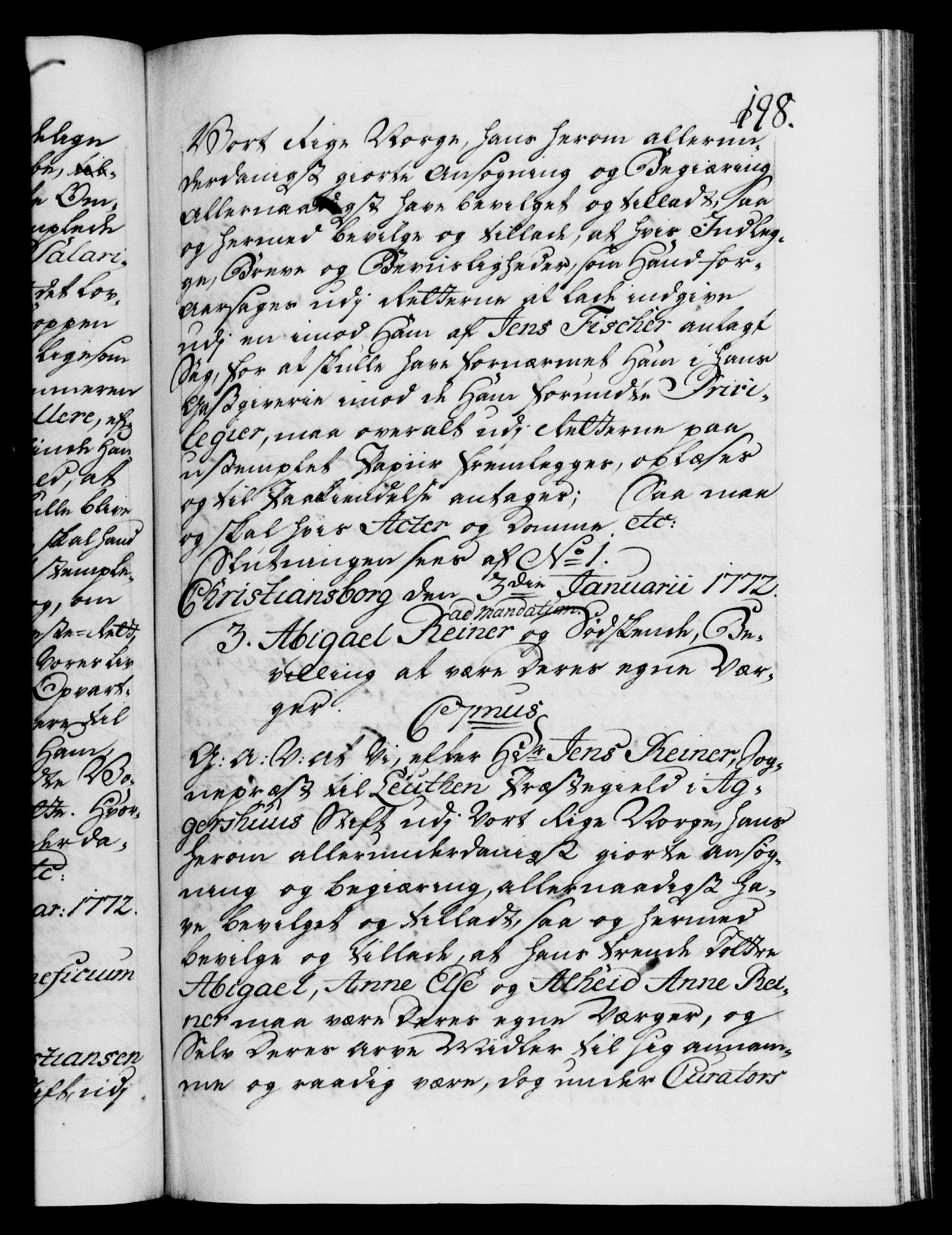 Danske Kanselli 1572-1799, AV/RA-EA-3023/F/Fc/Fca/Fcaa/L0045: Norske registre "Norske eller 3. dept.s åpne brev, 1771-1773, p. 198a