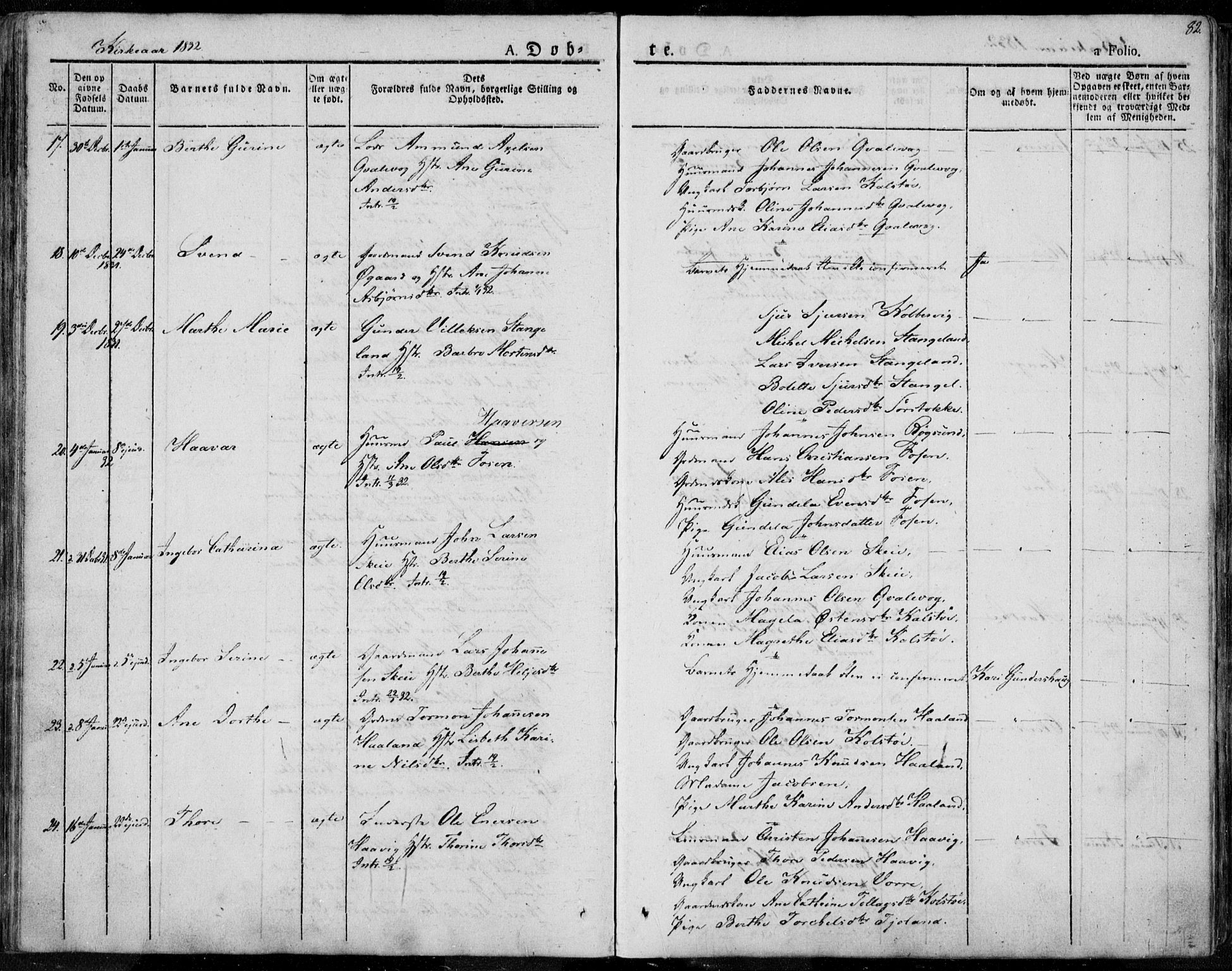 Avaldsnes sokneprestkontor, AV/SAST-A -101851/H/Ha/Haa/L0005: Parish register (official) no. A 5.1, 1825-1841, p. 82