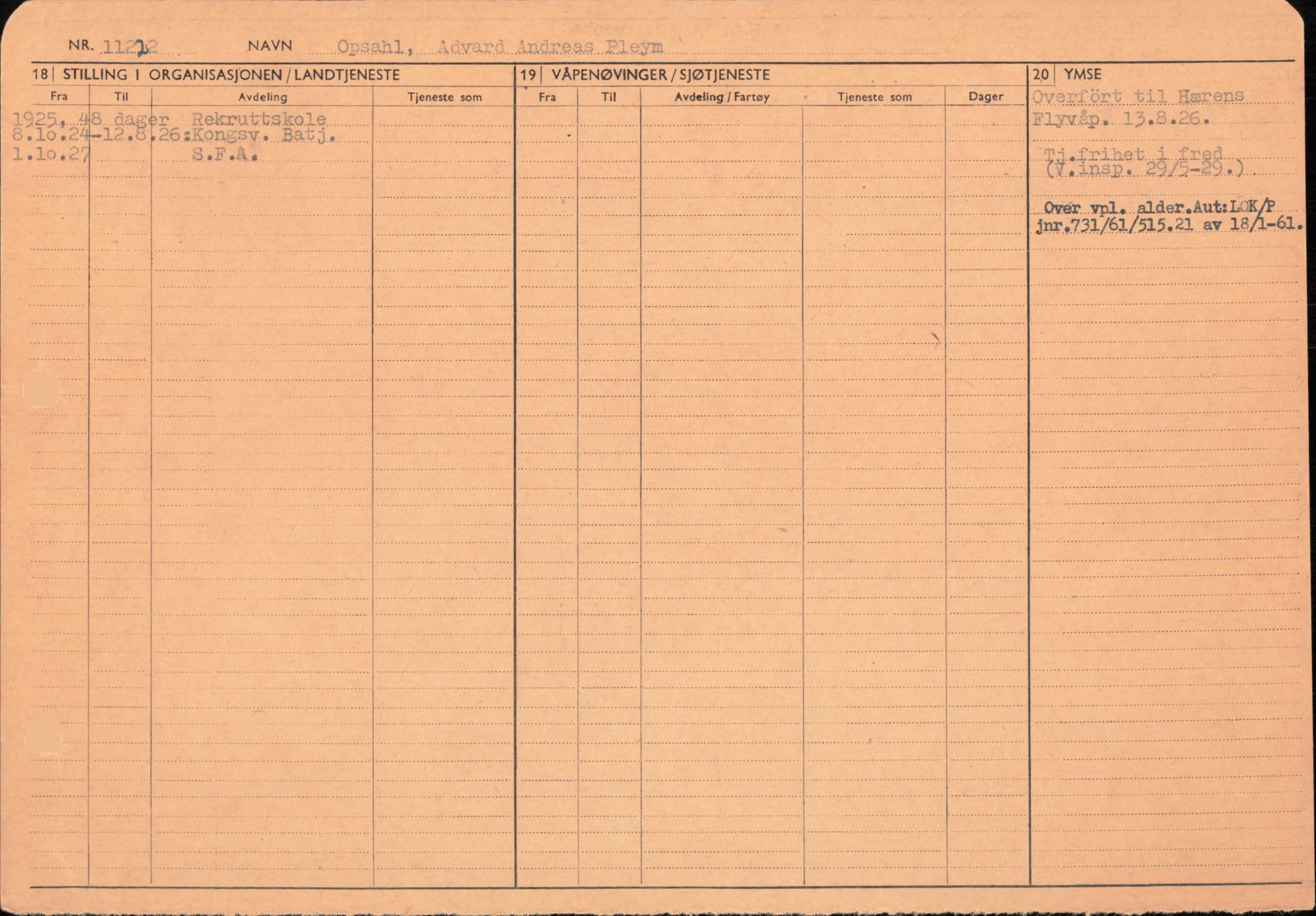 Forsvaret, Forsvarets overkommando/Luftforsvarsstaben, AV/RA-RAFA-4079/P/Pa/L0013: Personellmapper, 1905, p. 497