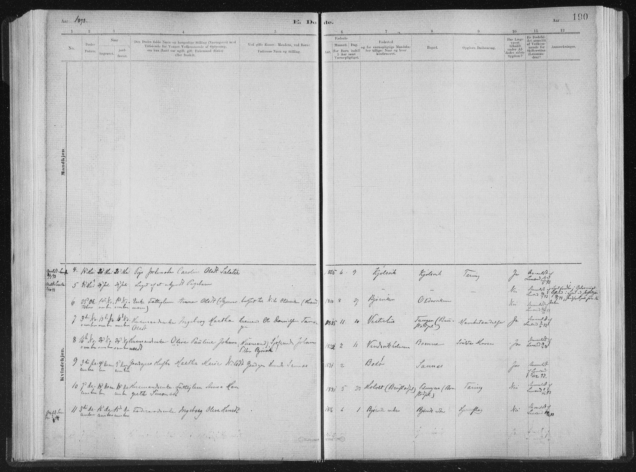 Ministerialprotokoller, klokkerbøker og fødselsregistre - Nord-Trøndelag, AV/SAT-A-1458/722/L0220: Parish register (official) no. 722A07, 1881-1908, p. 190