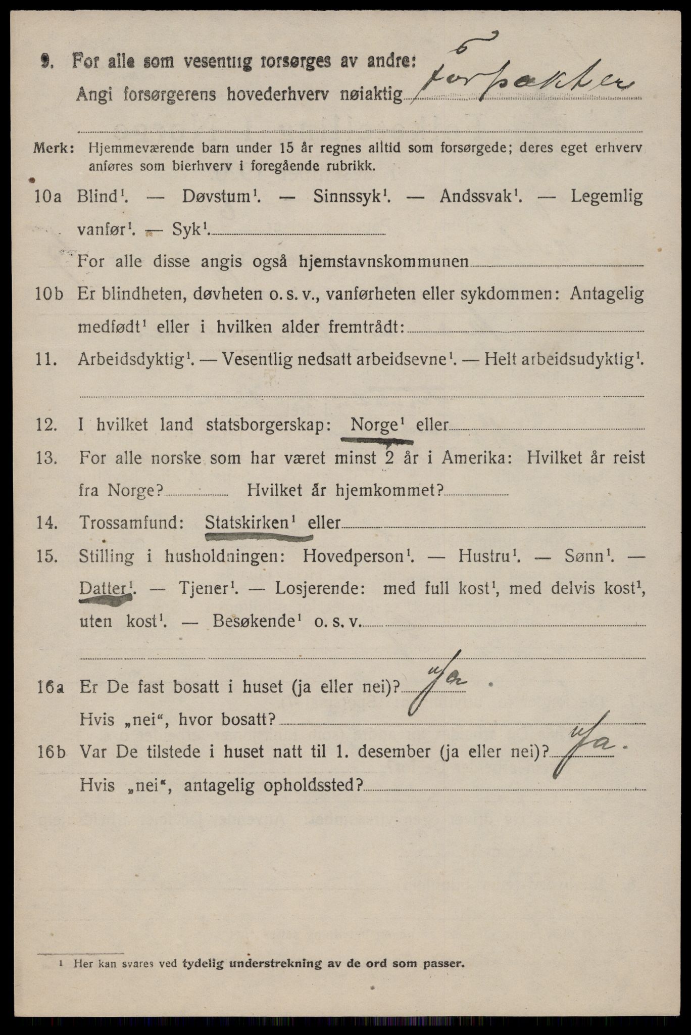 SAKO, 1920 census for Kviteseid, 1920, p. 2964