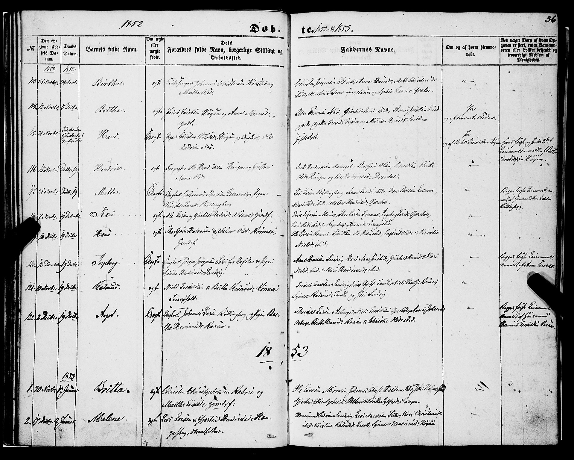 Luster sokneprestembete, AV/SAB-A-81101/H/Haa/Haaa/L0007: Parish register (official) no. A 7, 1849-1859, p. 36