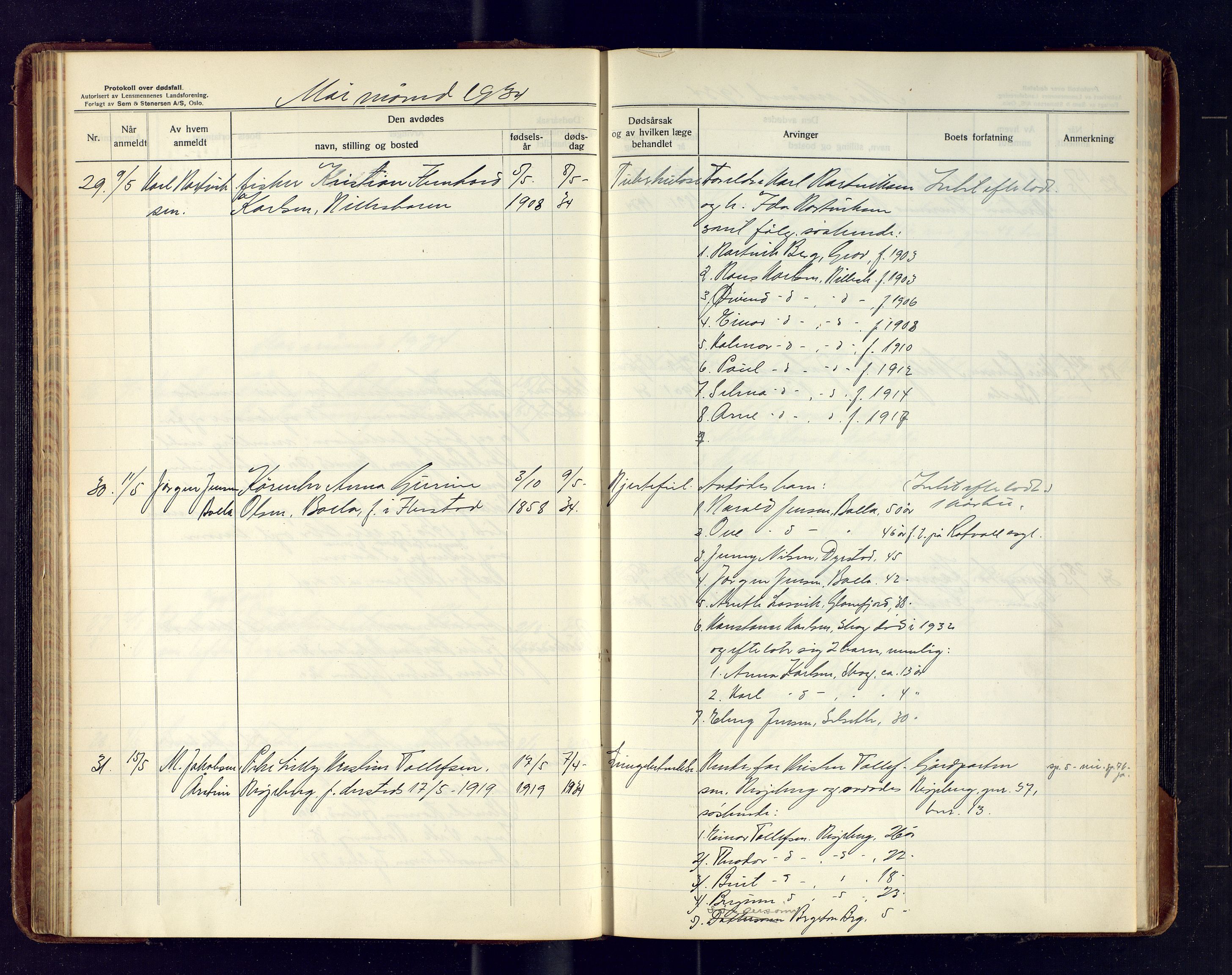 Ibestad lensmannskontor, AV/SATØ-S-1499/F/Fm/Fma/L0146: Dødsfallsprotokoll for Ibestad lensmannsdistrikt, 1929-1942