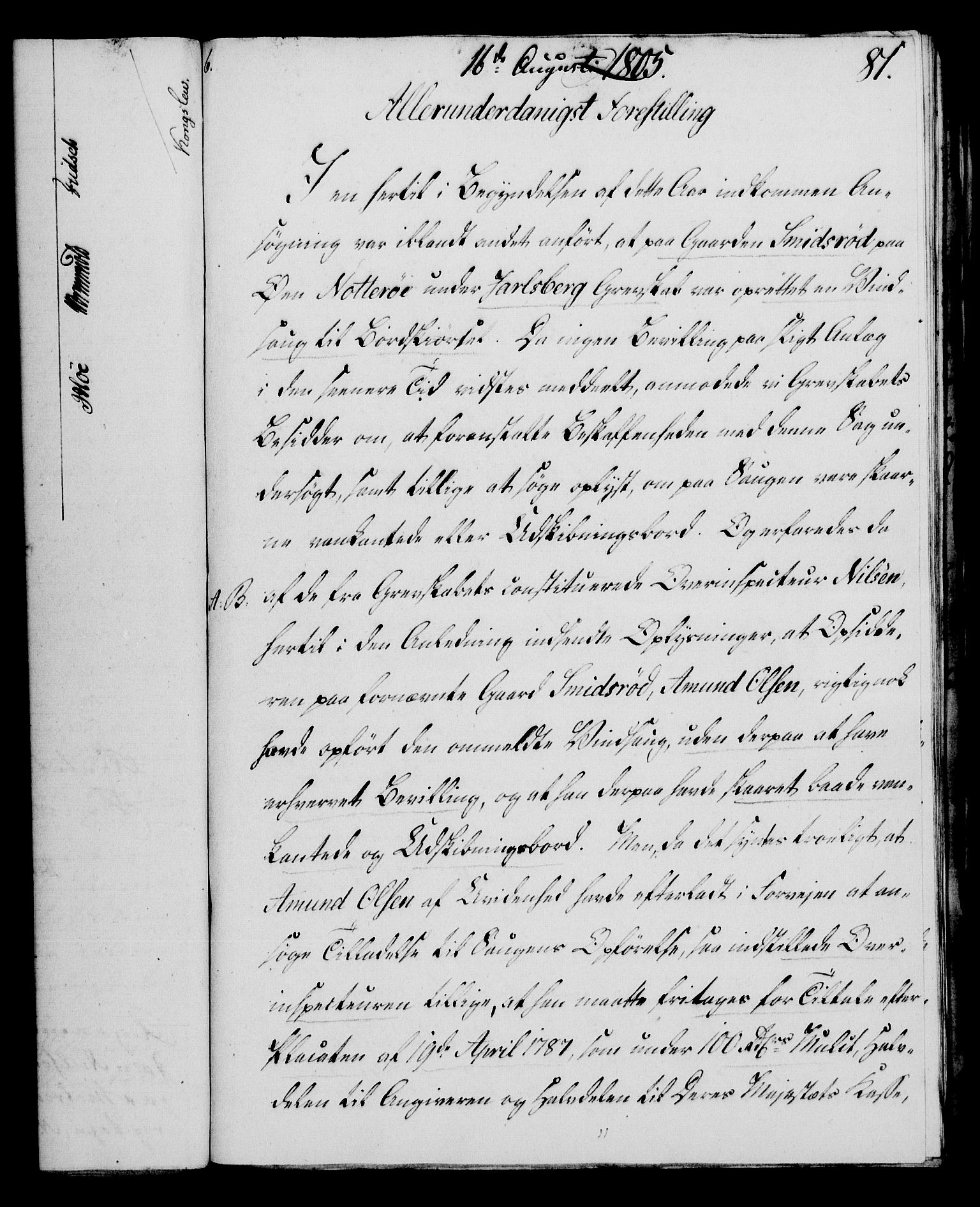 Rentekammeret, Kammerkanselliet, RA/EA-3111/G/Gf/Gfa/L0087: Norsk relasjons- og resolusjonsprotokoll (merket RK 52.87), 1805, p. 447