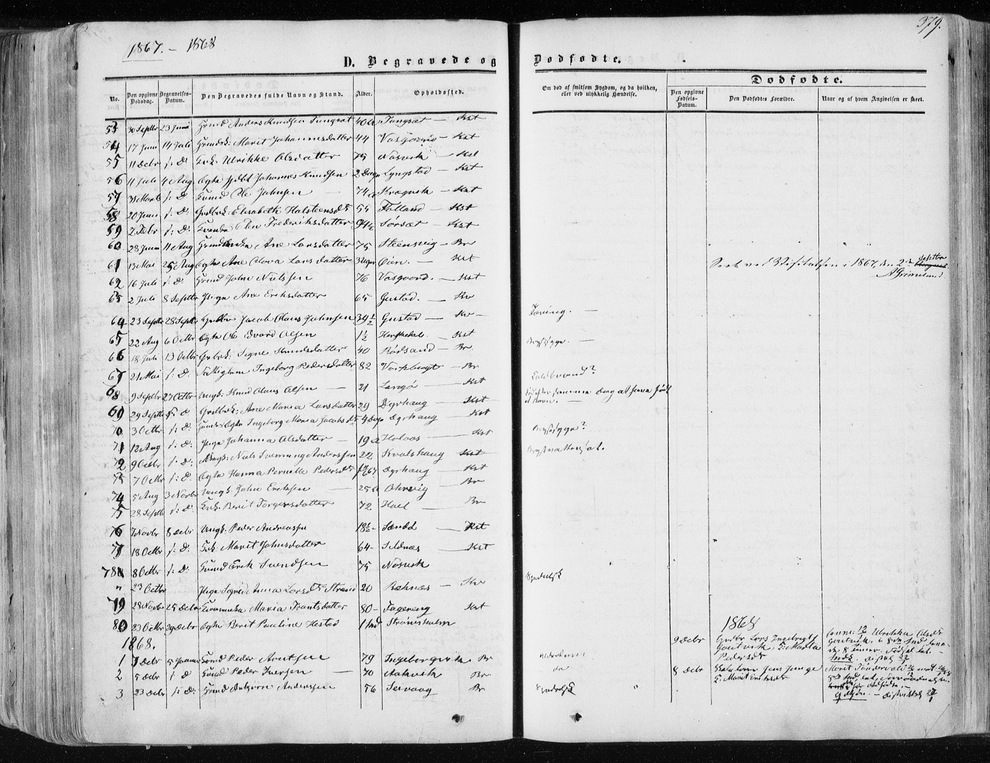 Ministerialprotokoller, klokkerbøker og fødselsregistre - Møre og Romsdal, SAT/A-1454/568/L0804: Parish register (official) no. 568A11, 1854-1868, p. 379