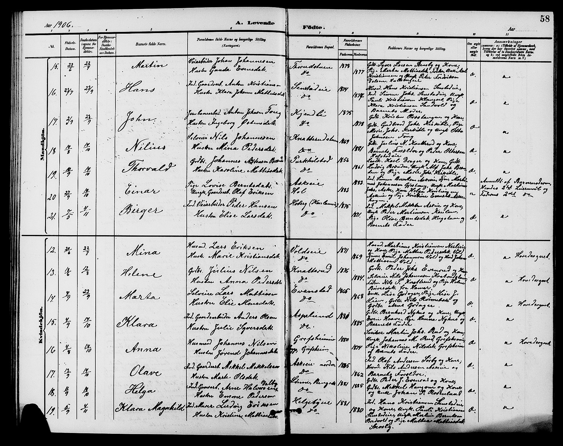 Nes prestekontor, Hedmark, AV/SAH-PREST-020/L/La/L0007: Parish register (copy) no. 7, 1892-1912, p. 58