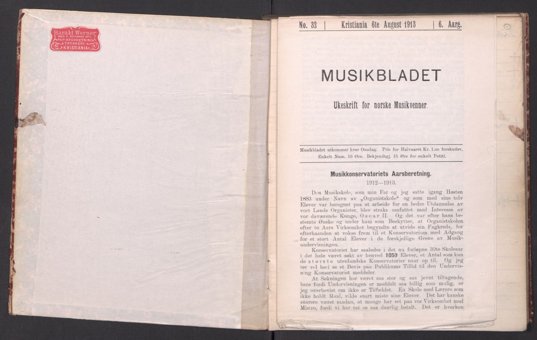 Musikkonservatoriet i Oslo, AV/RA-PA-1761/F/Fa/L0004/0004: Oversikt over lærere, elever, m.m. / Musikkonservatoriet - Vårsemesteret, 1913