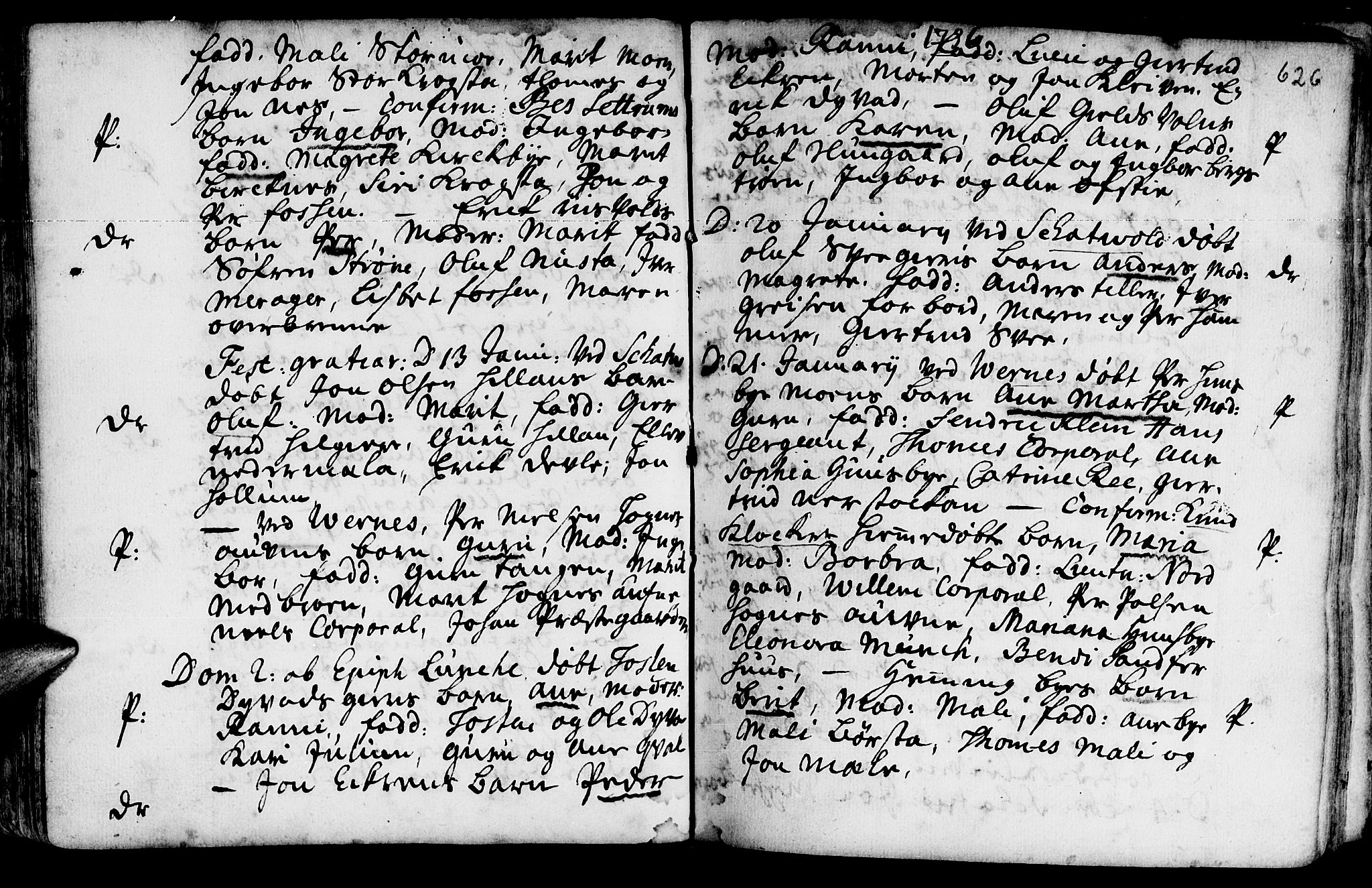 Ministerialprotokoller, klokkerbøker og fødselsregistre - Nord-Trøndelag, SAT/A-1458/709/L0055: Parish register (official) no. 709A03, 1730-1739, p. 625-626