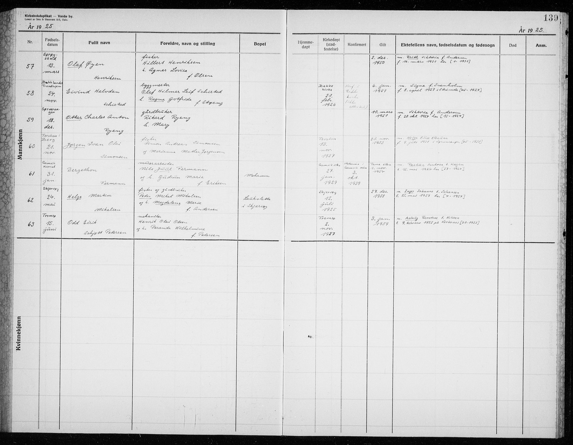 Vardø sokneprestkontor, AV/SATØ-S-1332/H/Hc/L0002kirkerekon: Other parish register no. 2, 1915-1929, p. 139