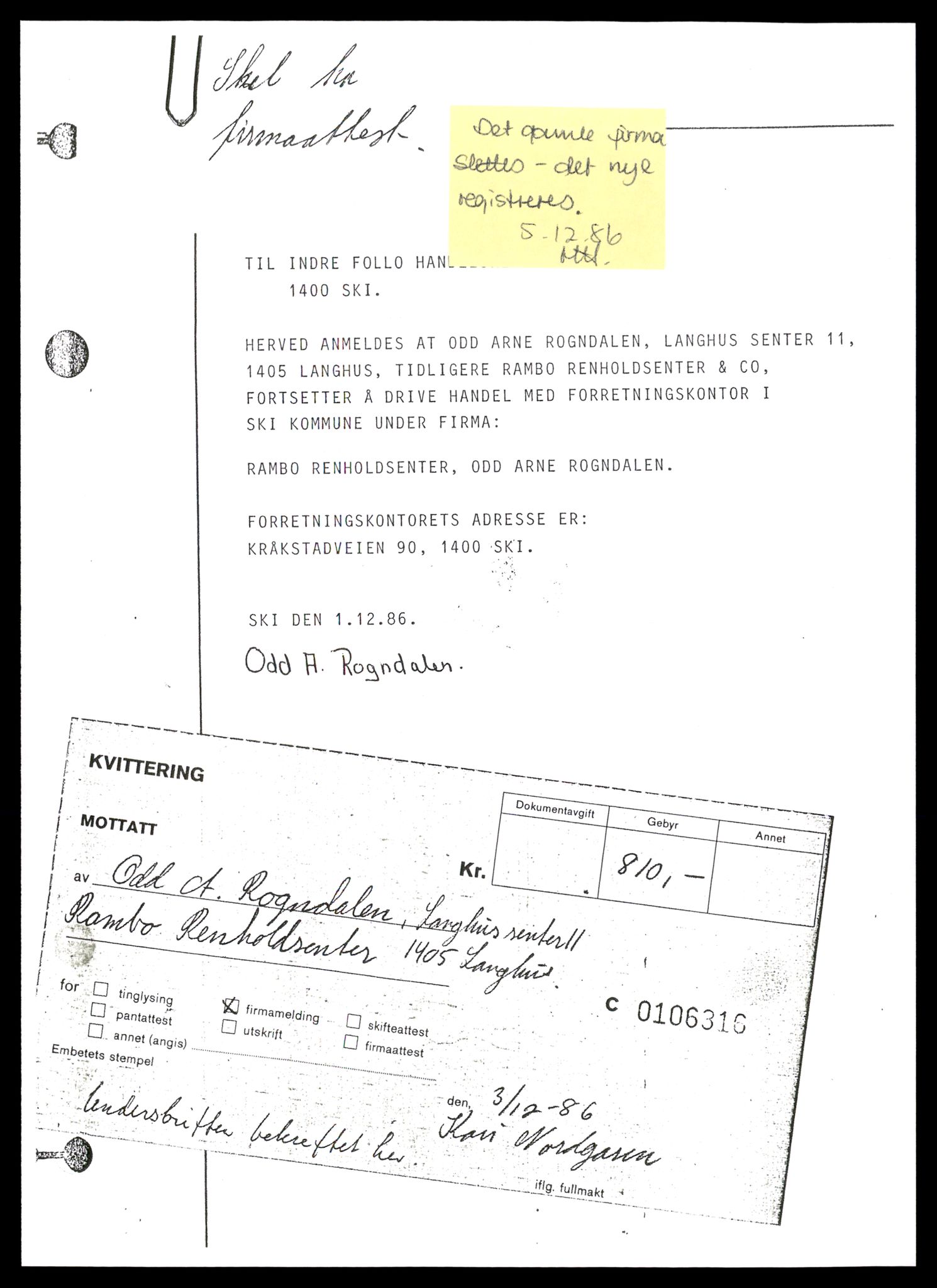 Indre Follo tingrett, AV/SAT-A-10086/K/Kb/Kbb/L0011: Enkeltmannsforetak og ANS, Ram - Ski G, 1944-1990, p. 11