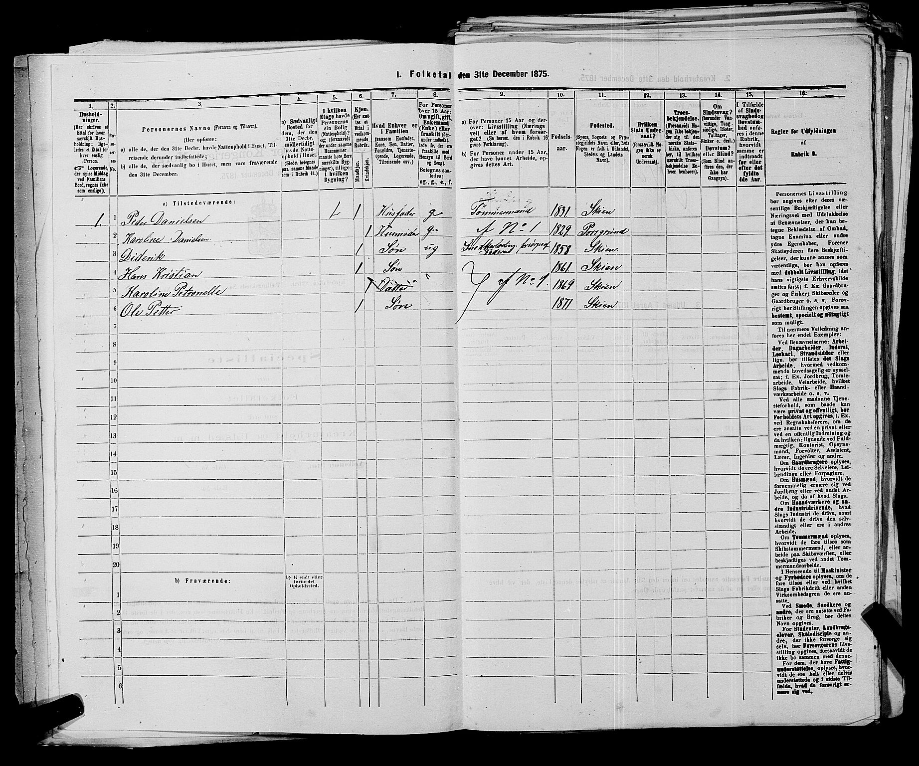 SAKO, 1875 census for 0806P Skien, 1875, p. 1042