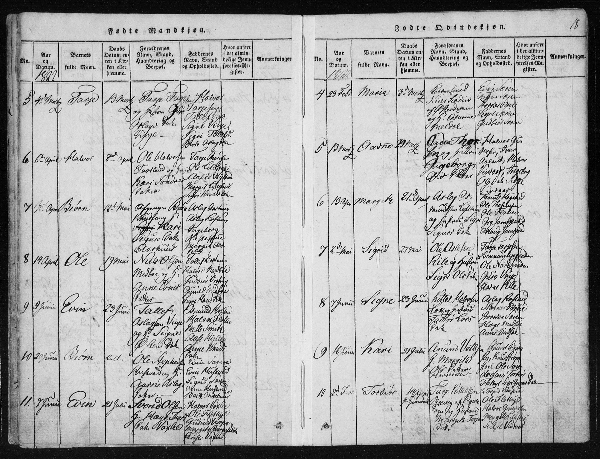 Vinje kirkebøker, AV/SAKO-A-312/F/Fa/L0003: Parish register (official) no. I 3, 1814-1843, p. 18