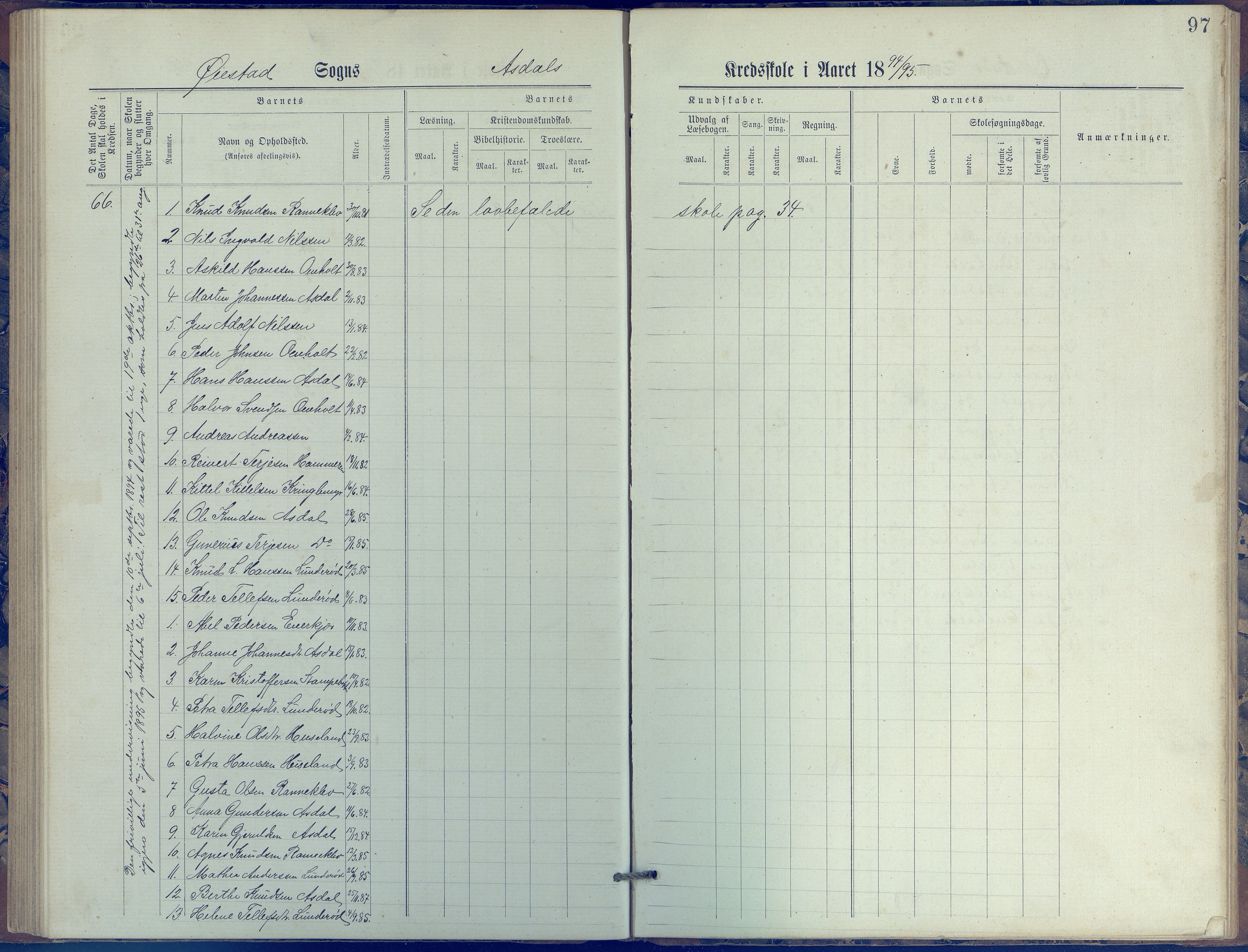 Øyestad kommune frem til 1979, AAKS/KA0920-PK/06/06E/L0005: Journal, øverste avdeling, 1884-1918, p. 97