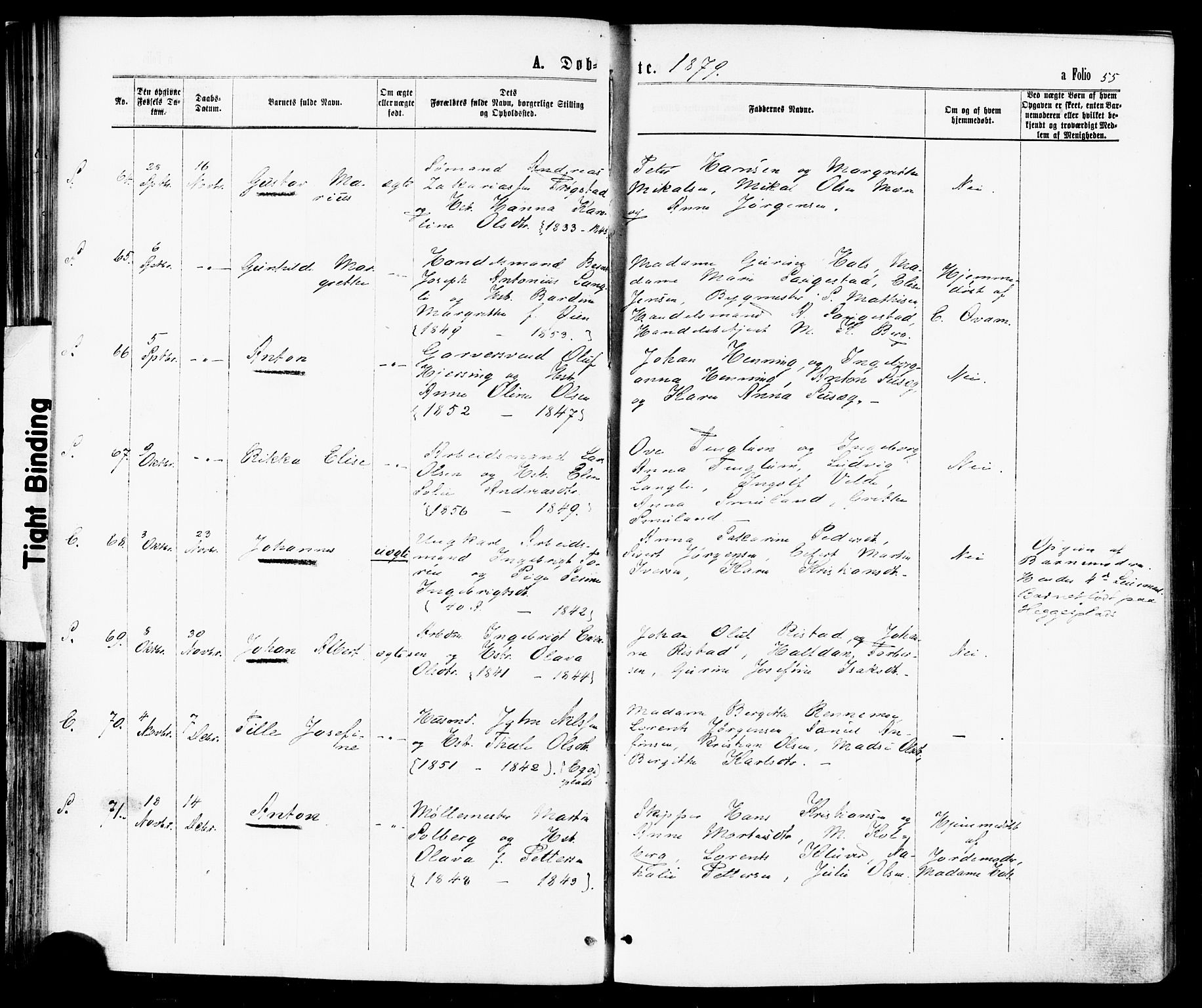 Ministerialprotokoller, klokkerbøker og fødselsregistre - Nord-Trøndelag, SAT/A-1458/739/L0370: Parish register (official) no. 739A02, 1868-1881, p. 55