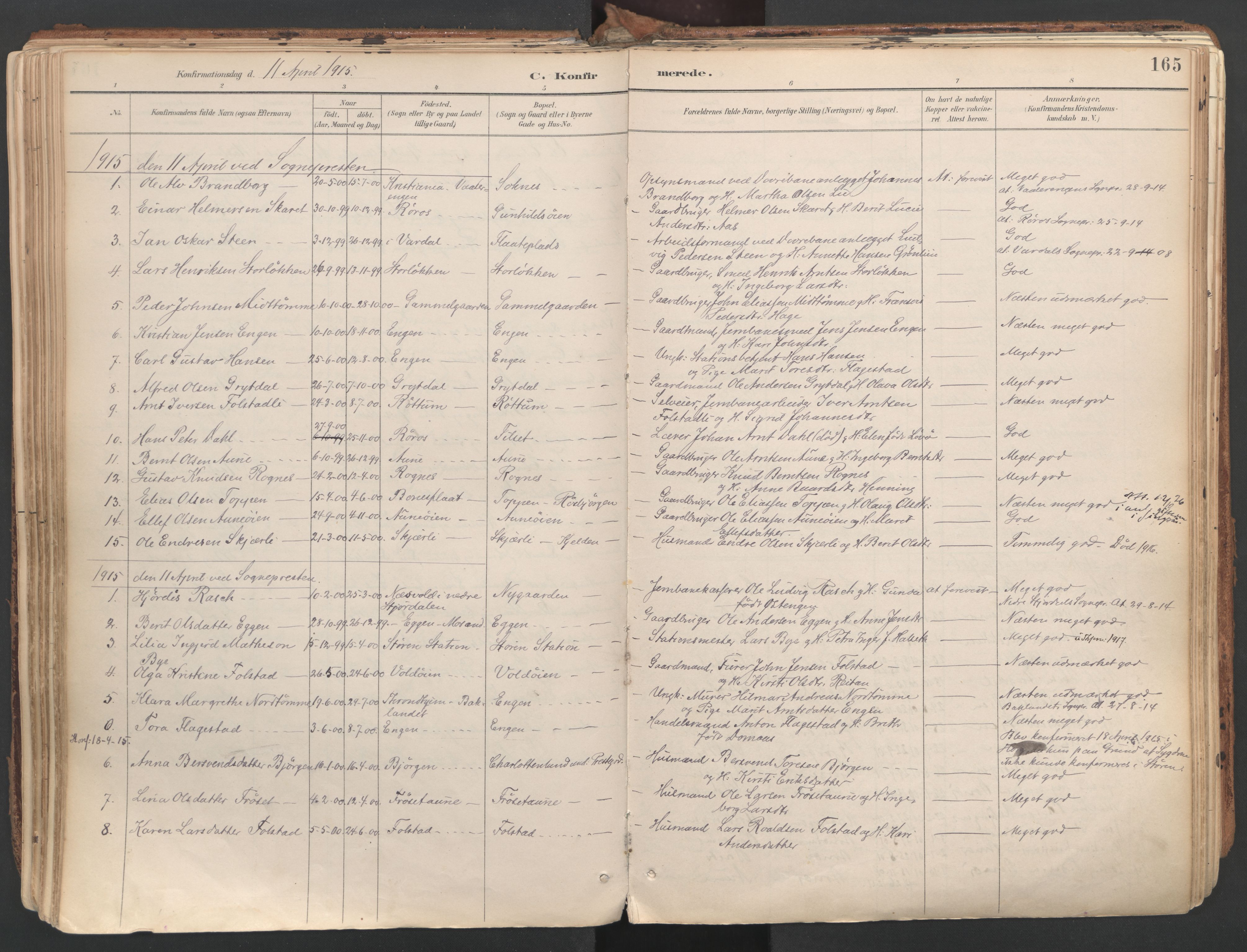 Ministerialprotokoller, klokkerbøker og fødselsregistre - Sør-Trøndelag, SAT/A-1456/687/L1004: Parish register (official) no. 687A10, 1891-1923, p. 165