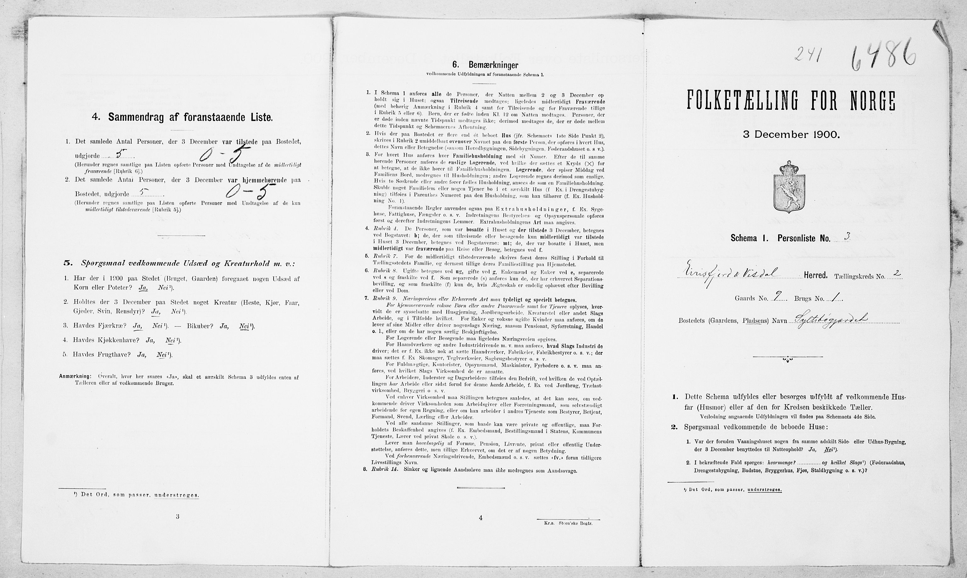 SAT, 1900 census for Eresfjord og Vistdal, 1900, p. 23