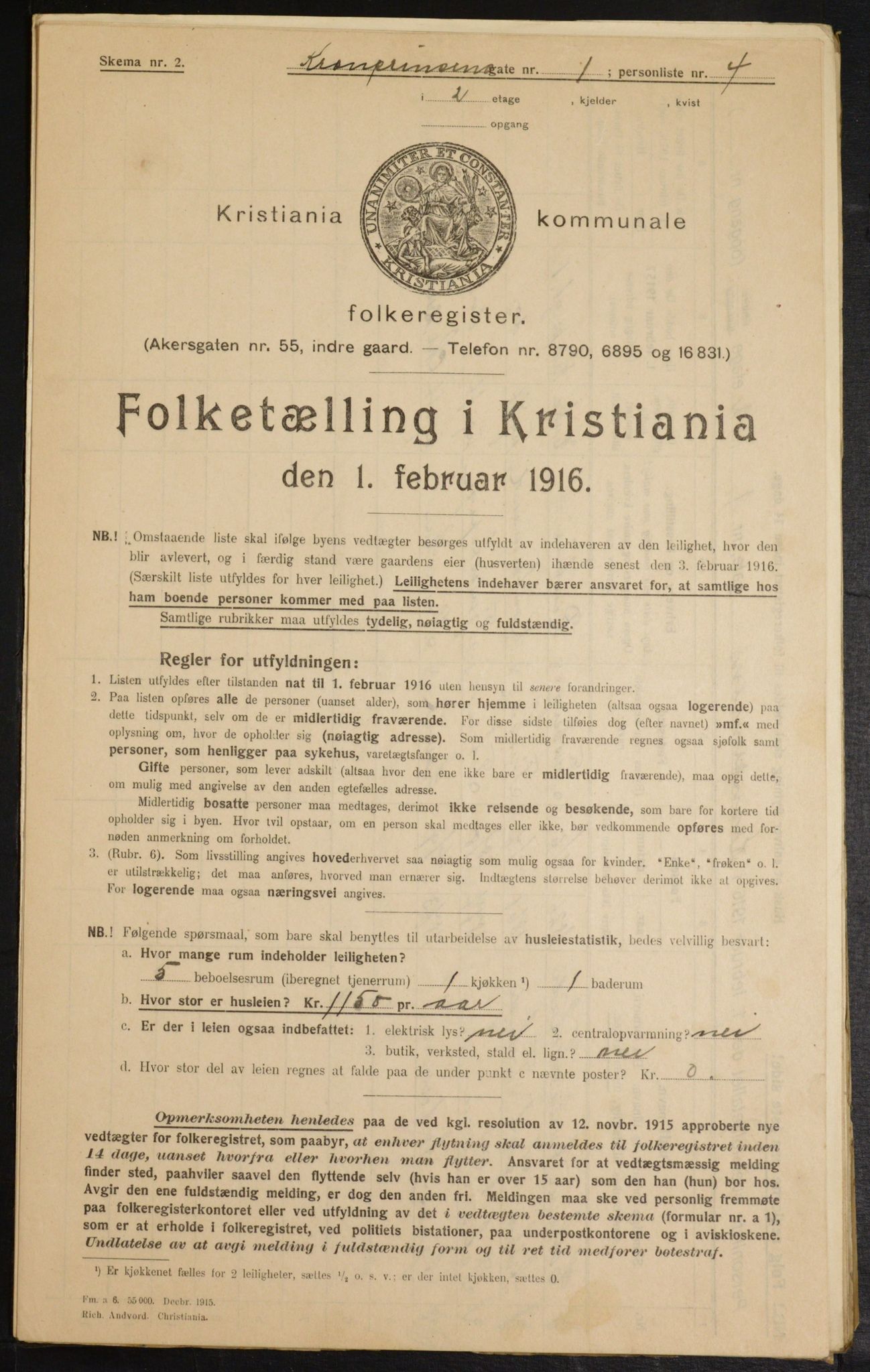 OBA, Municipal Census 1916 for Kristiania, 1916, p. 55675