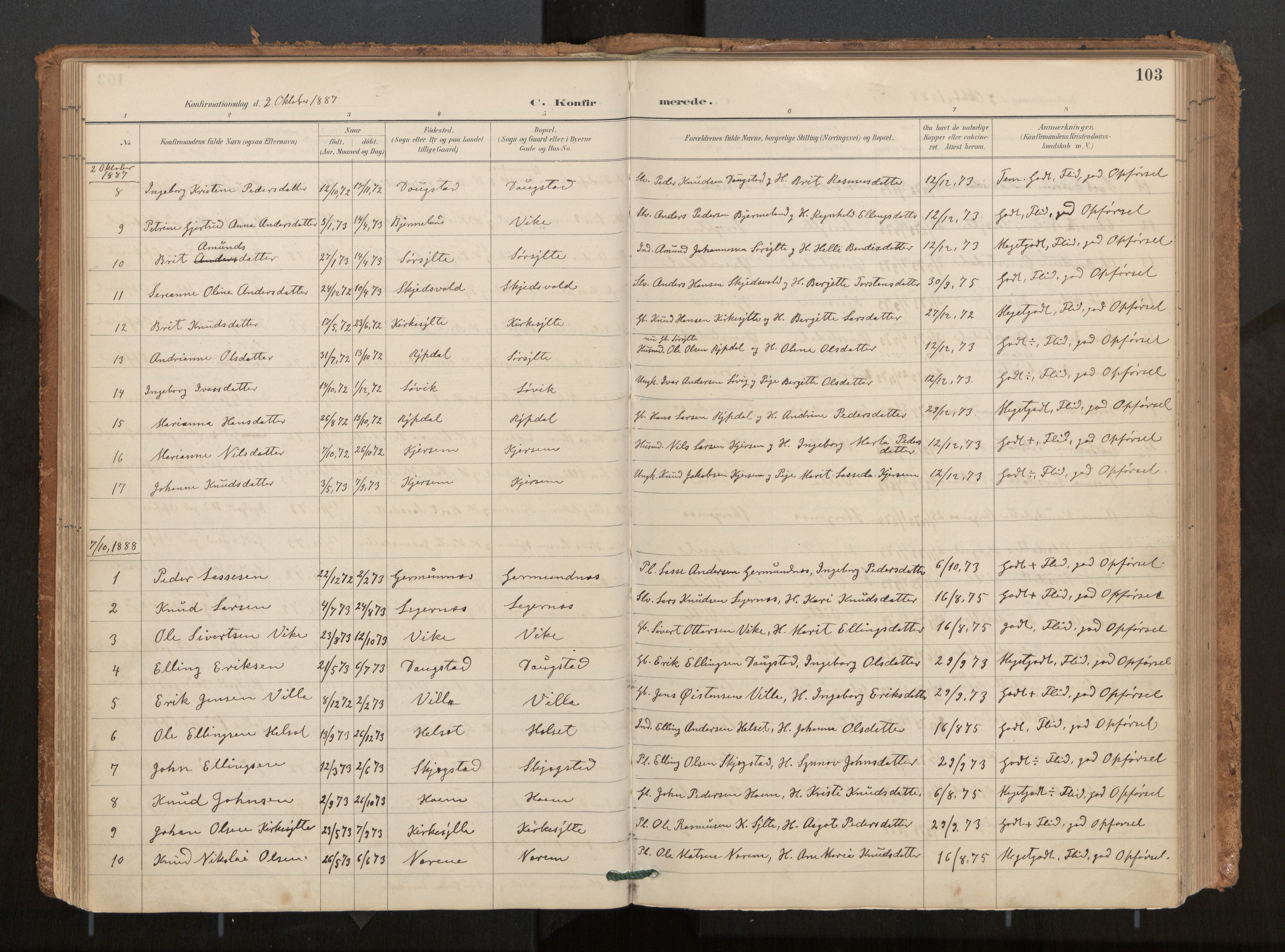 Ministerialprotokoller, klokkerbøker og fødselsregistre - Møre og Romsdal, AV/SAT-A-1454/541/L0545a: Parish register (official) no. 541A03, 1887-1912, p. 103