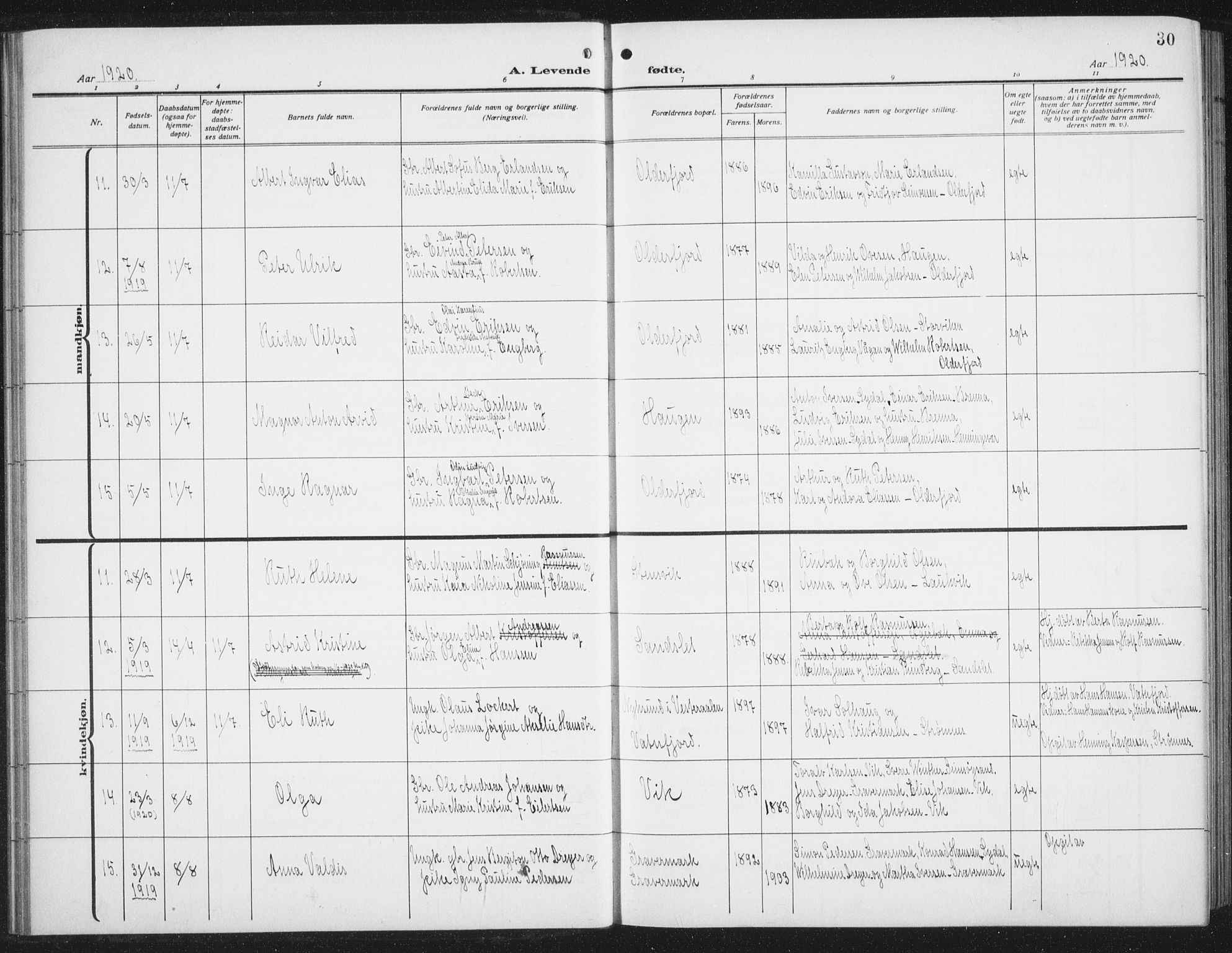 Ministerialprotokoller, klokkerbøker og fødselsregistre - Nordland, AV/SAT-A-1459/876/L1106: Parish register (copy) no. 876C05, 1915-1942, p. 30