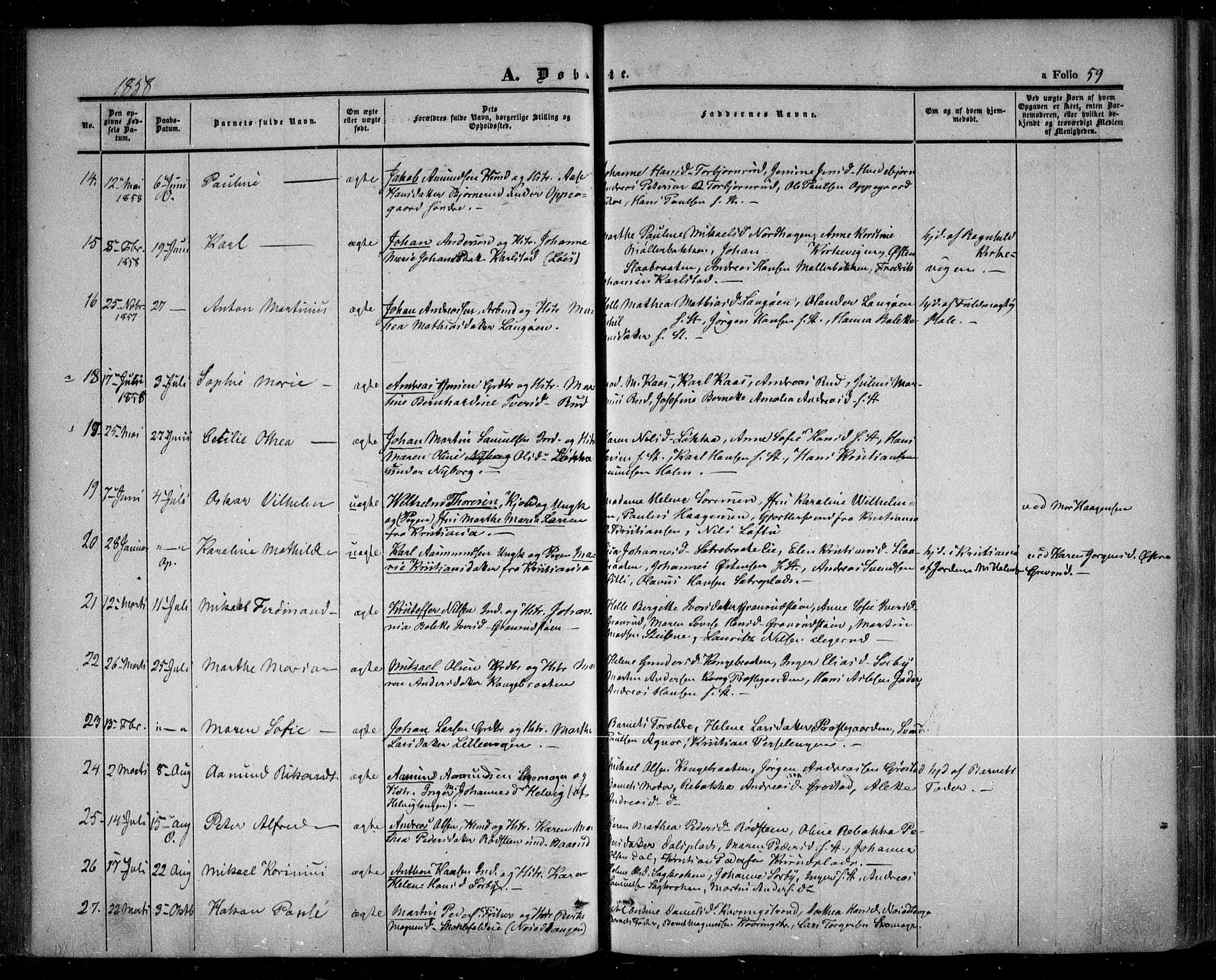 Nesodden prestekontor Kirkebøker, SAO/A-10013/F/Fa/L0007: Parish register (official) no. I 7, 1848-1868, p. 59