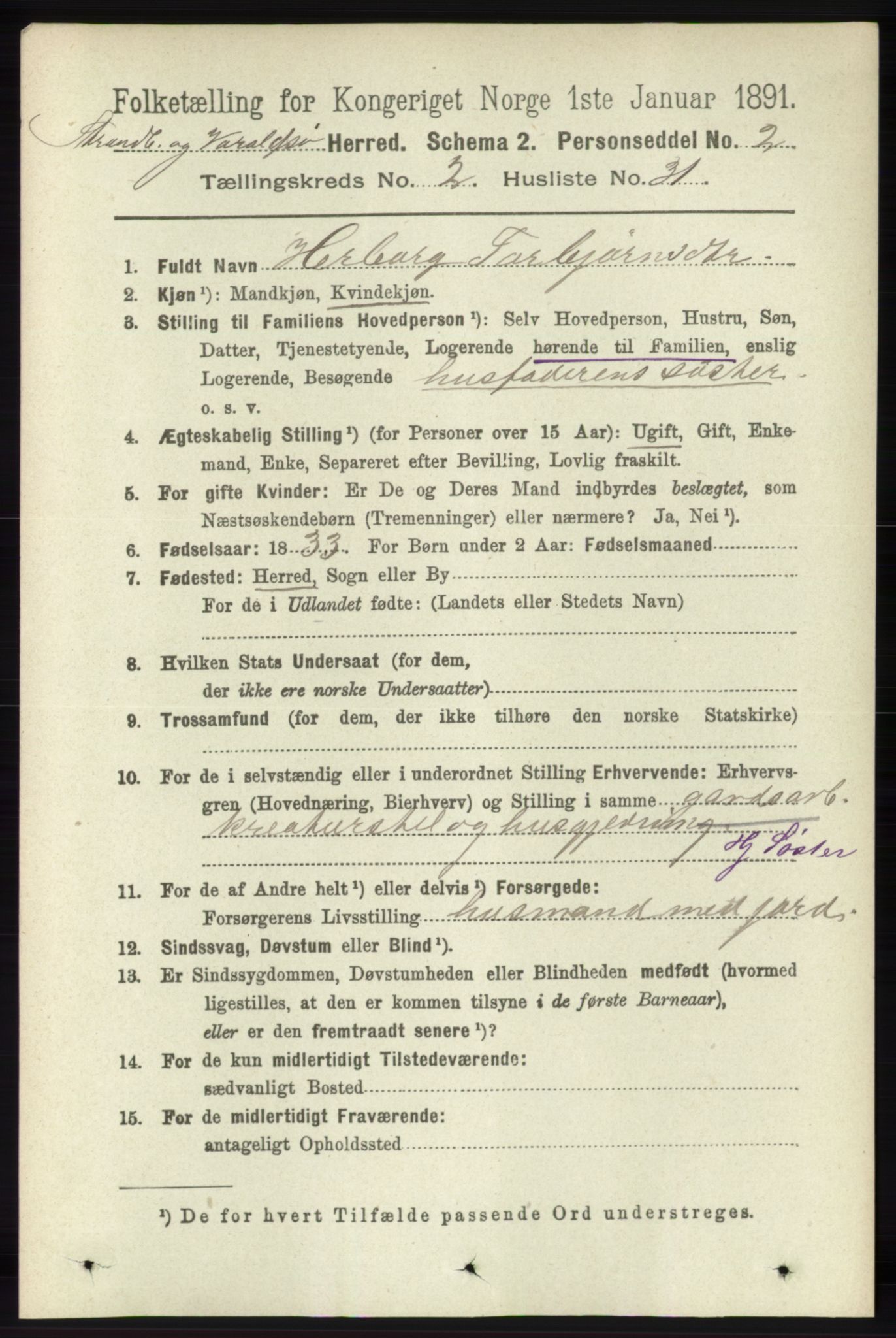 RA, 1891 census for 1226 Strandebarm og Varaldsøy, 1891, p. 804