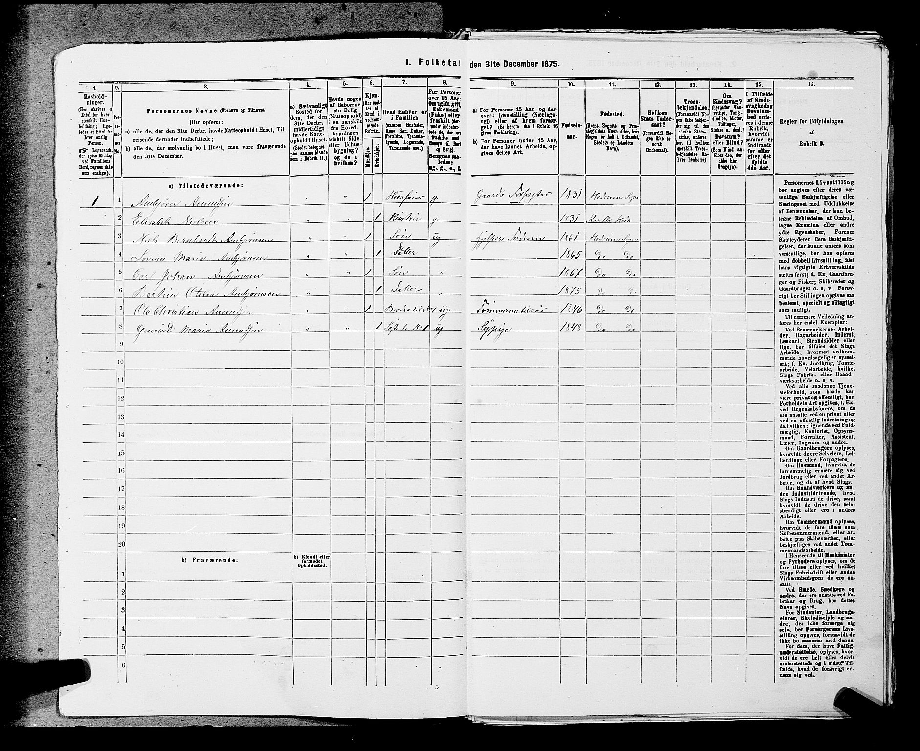 SAKO, 1875 census for 0727P Hedrum, 1875, p. 645