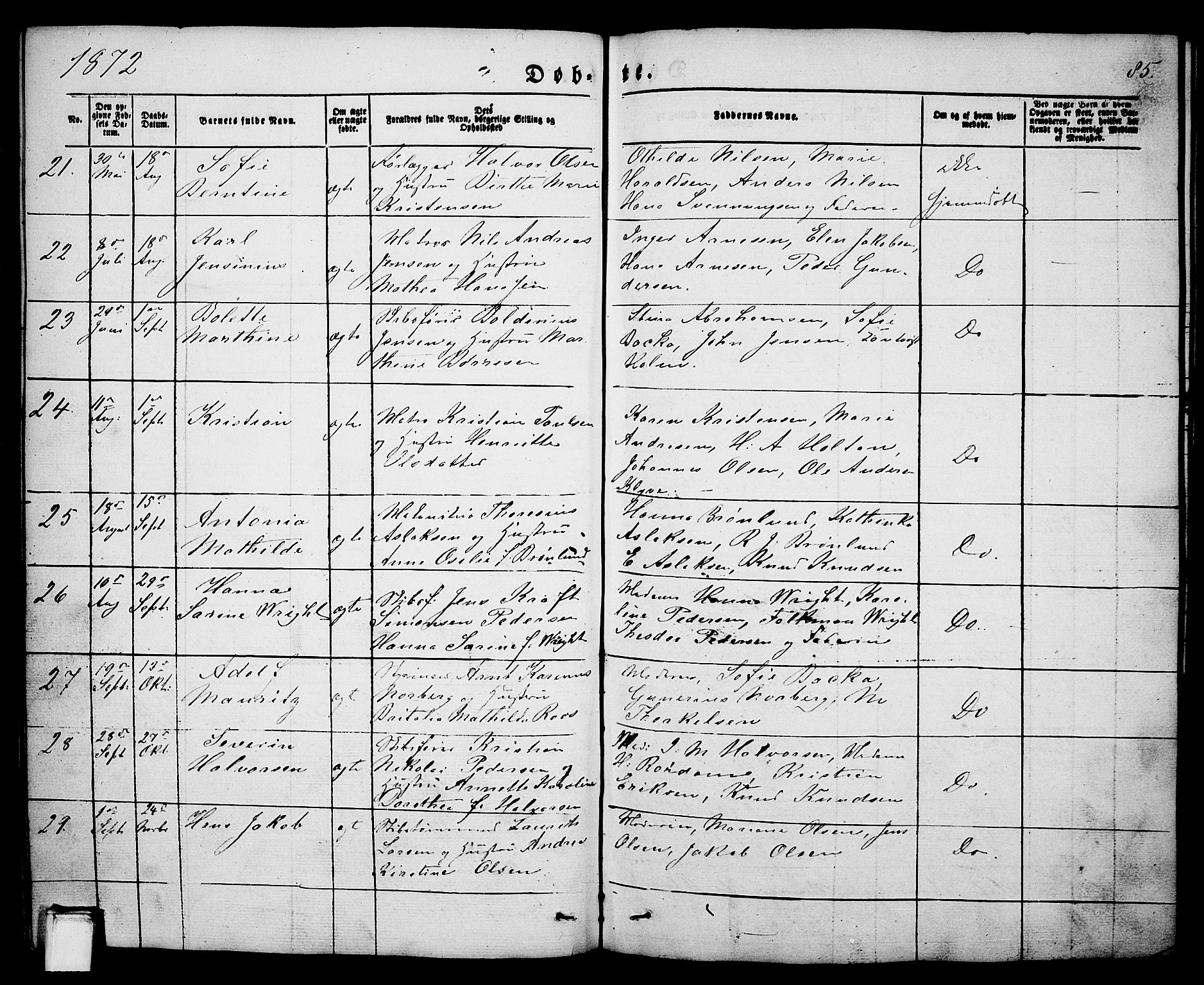 Porsgrunn kirkebøker , SAKO/A-104/G/Ga/L0002: Parish register (copy) no. I 2, 1847-1877, p. 85