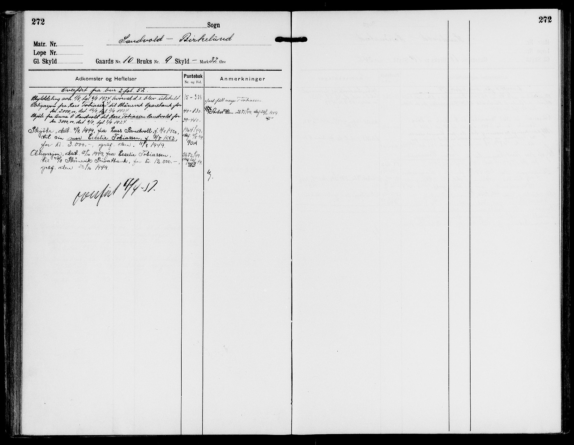 Sunnhordland sorenskrivar, AV/SAB-A-2401/1/G/Ga/Gaf/L0005: Mortgage register no. II.A.f.5, 1918-1955, p. 272