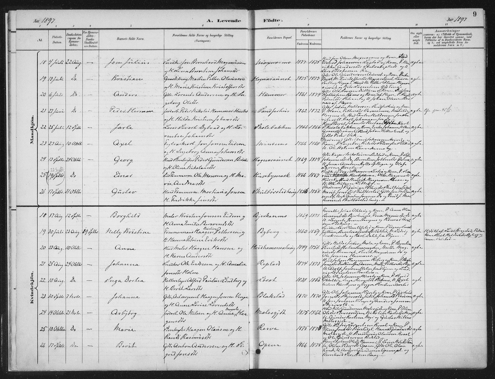 Ministerialprotokoller, klokkerbøker og fødselsregistre - Nord-Trøndelag, AV/SAT-A-1458/709/L0082: Parish register (official) no. 709A22, 1896-1916, p. 9