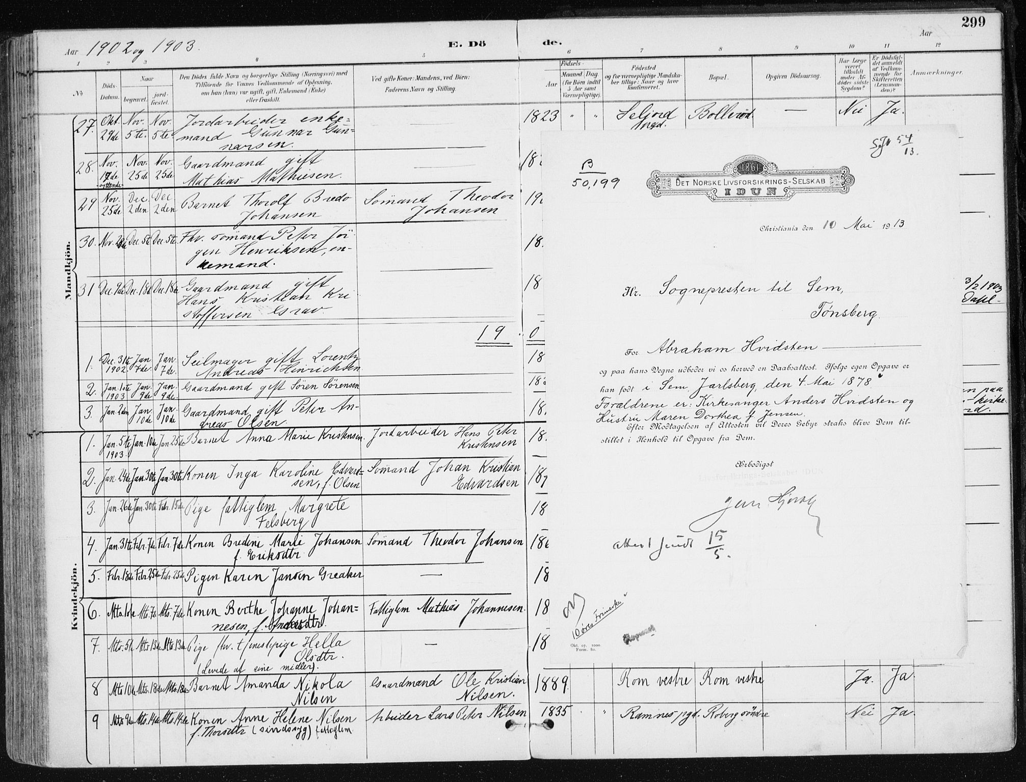 Sem kirkebøker, AV/SAKO-A-5/F/Fb/L0005: Parish register (official) no. II 5, 1892-1904, p. 299